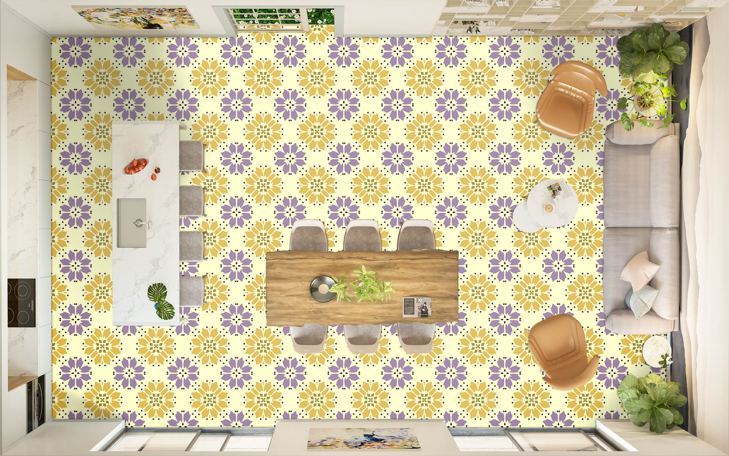 3D Two-color Pattern Art 545 Floor Mural Wallpaper Murals Rug & Mat Print Epoxy waterproof bath floor