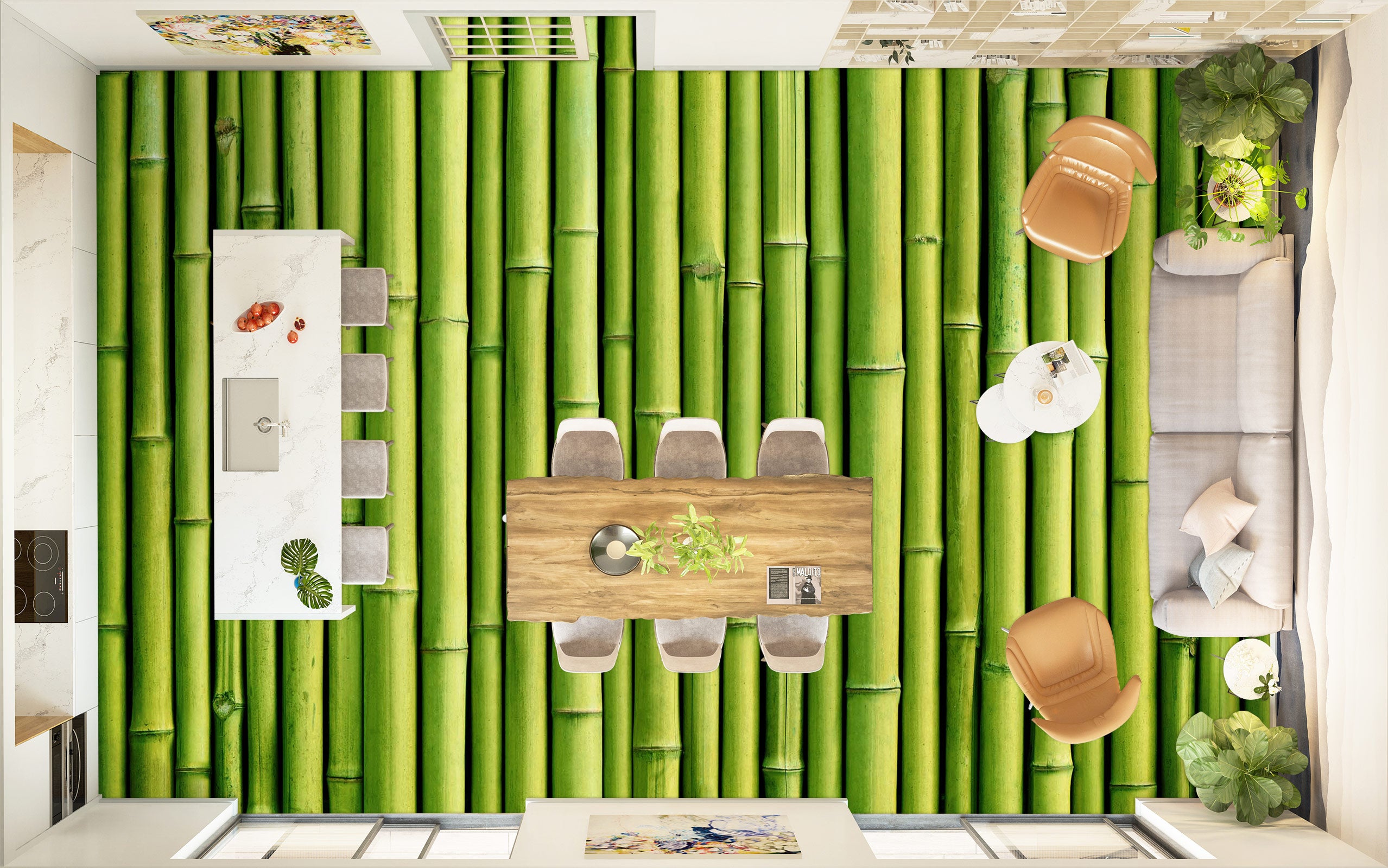 3D Green Bamboos 1397 Floor Mural Wallpaper Murals Self-Adhesive Removable Print Epoxy