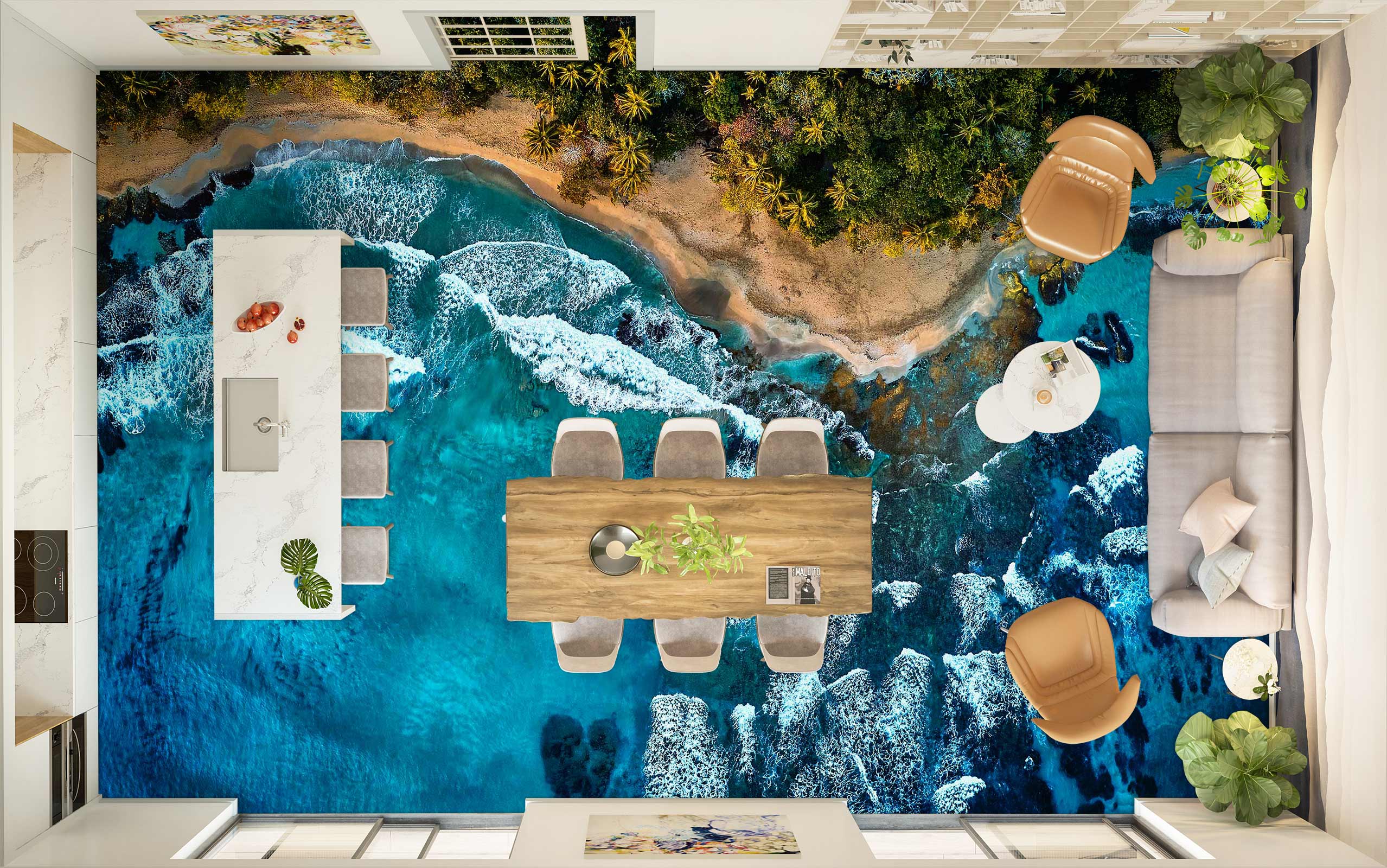 3D Bright Blue Art Sea 455 Floor Mural Wallpaper Murals Rug & Mat Print Epoxy waterproof bath floor