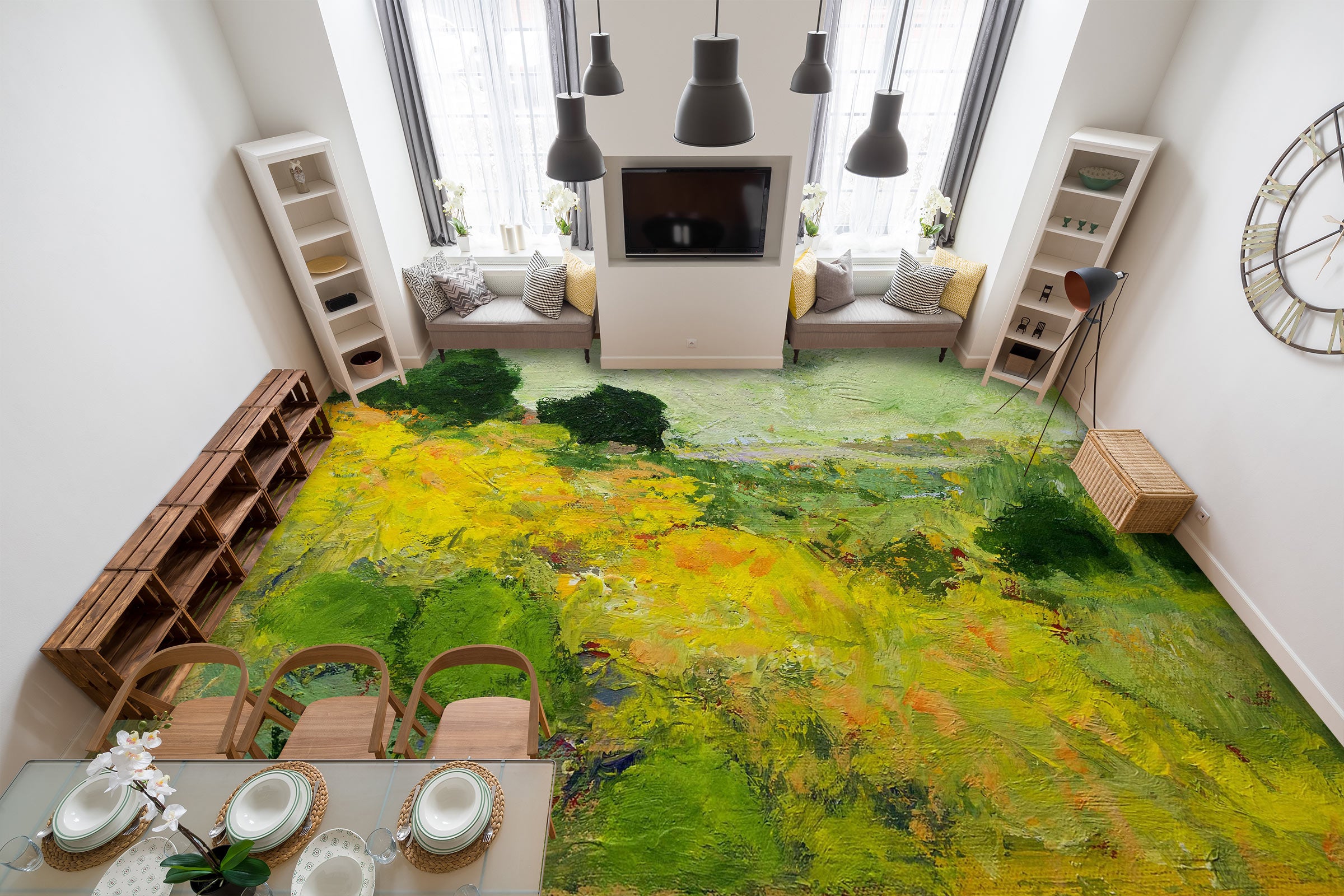 3D Green Grass Painting 9654 Allan P. Friedlander Floor Mural Wallpaper Murals Self-Adhesive Removable Print Epoxy