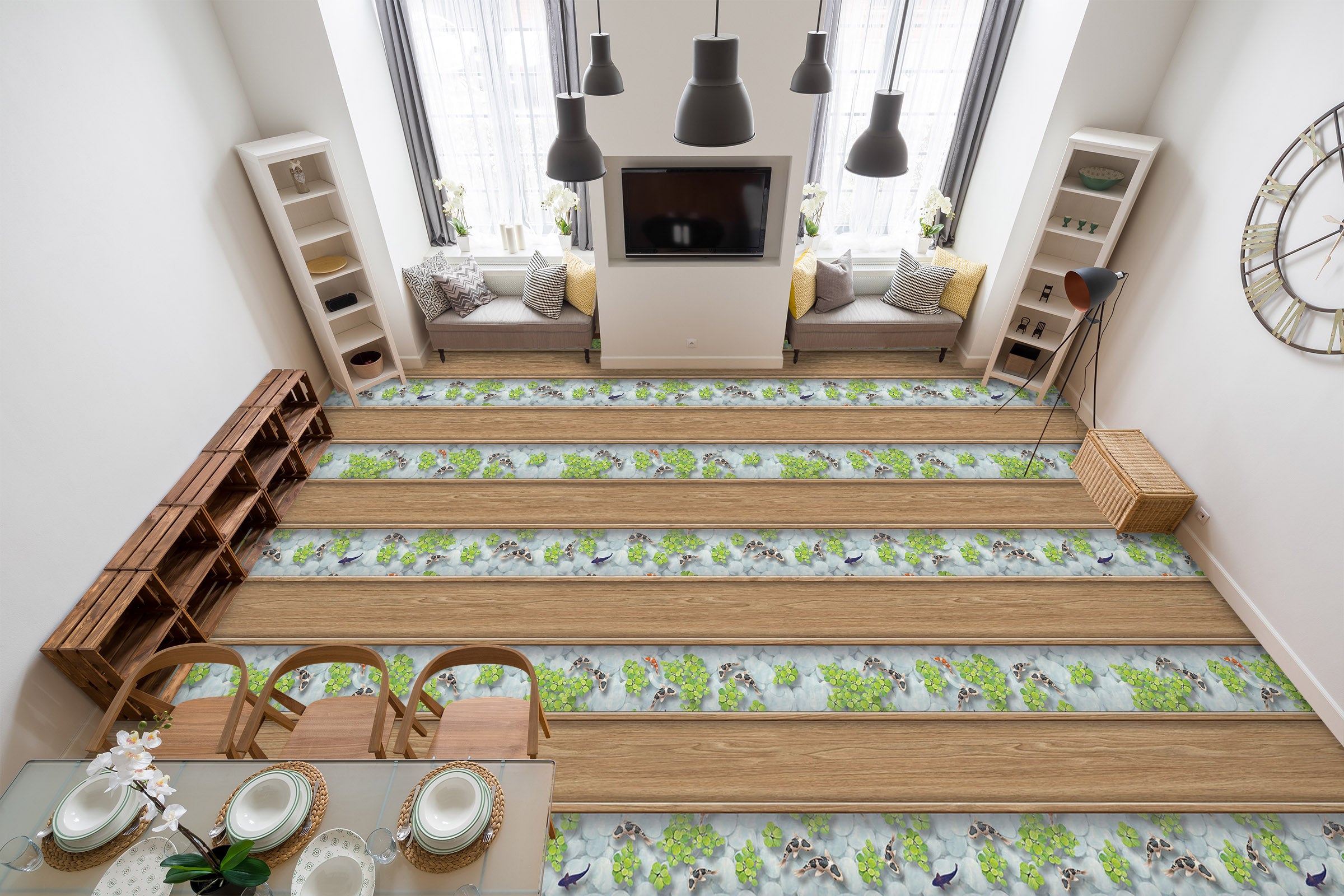 3D Delicate Green 270 Floor Mural Wallpaper Murals Rug & Mat Print Epoxy waterproof bath floor