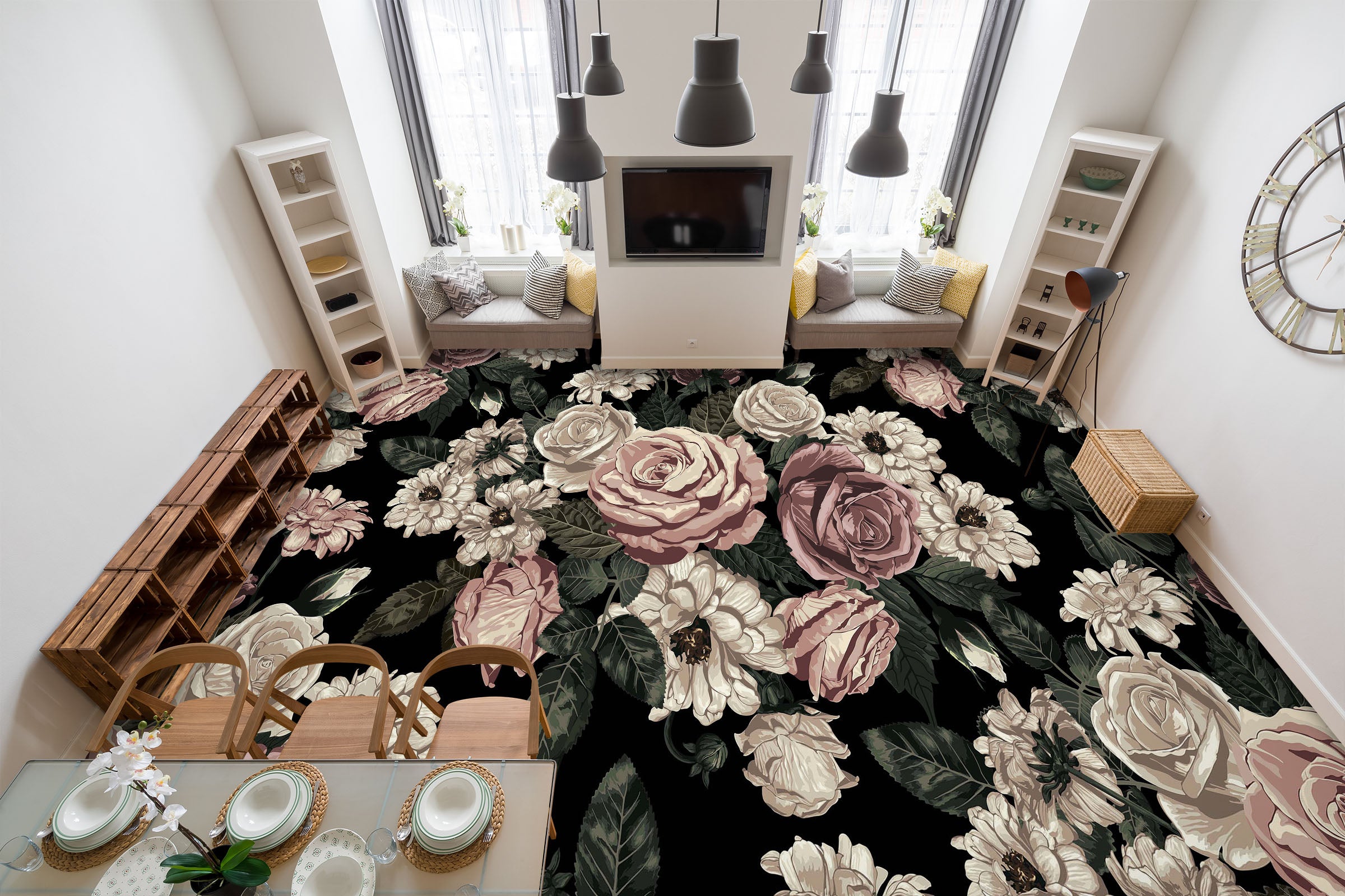 3D Time Art Flowers 1222 Floor Mural Wallpaper Murals Self-Adhesive Removable Print Epoxy