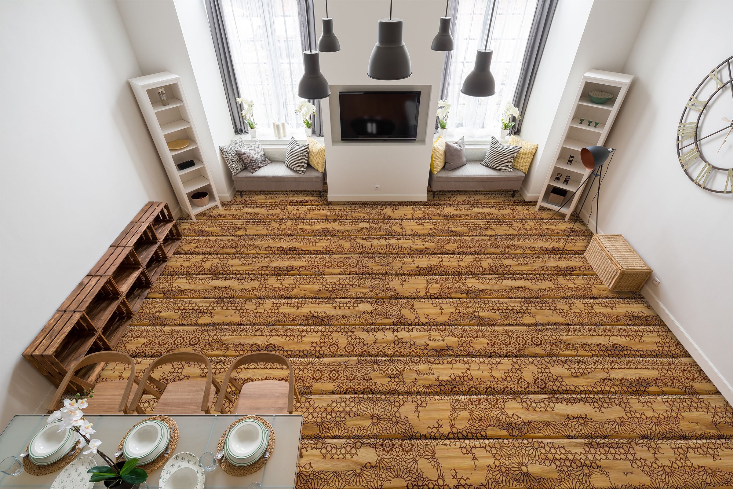 3D Ancient Wood Grain 875 Floor Mural