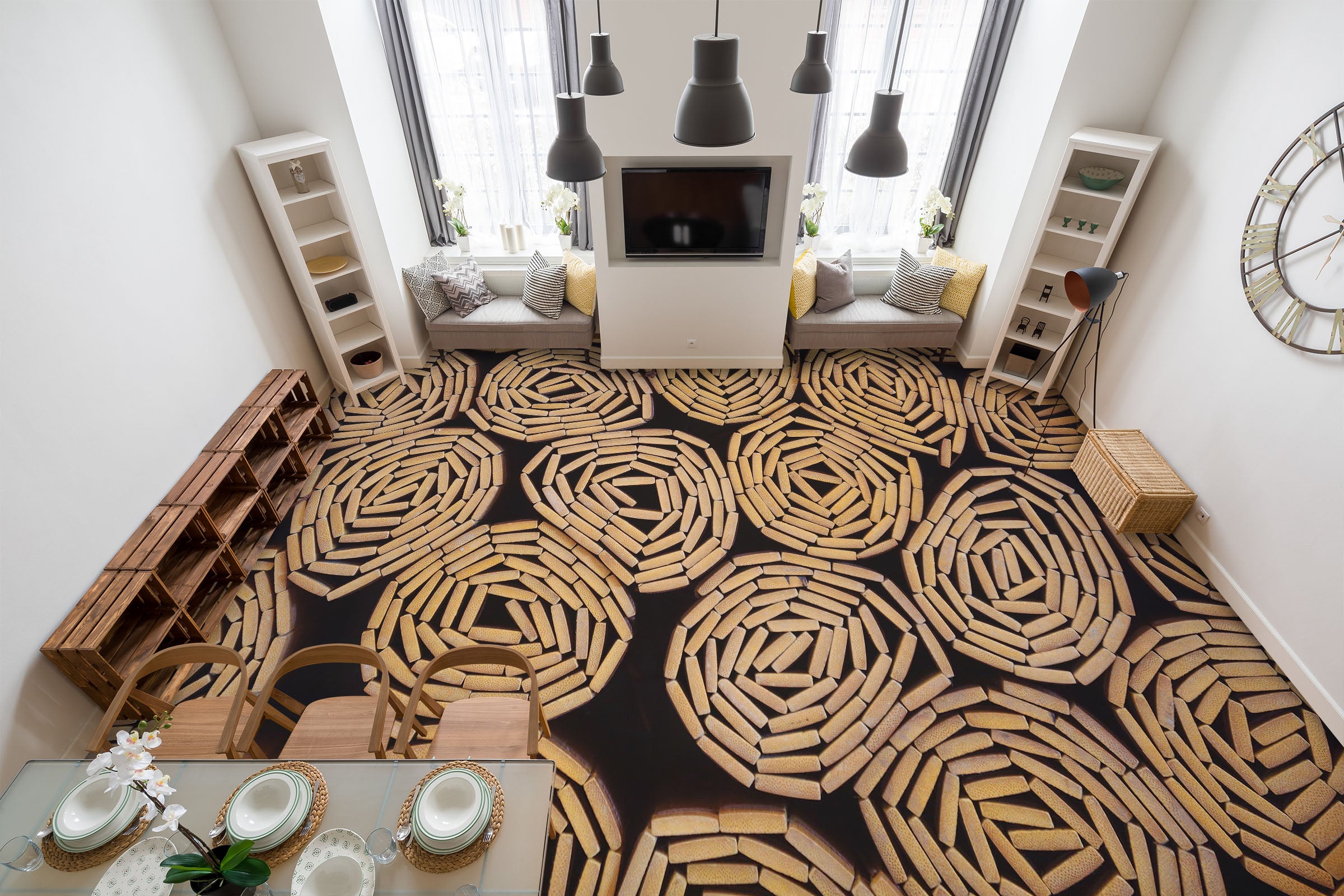 3D Connect Circle 1484 Floor Mural Wallpaper Murals Self-Adhesive Removable Print Epoxy