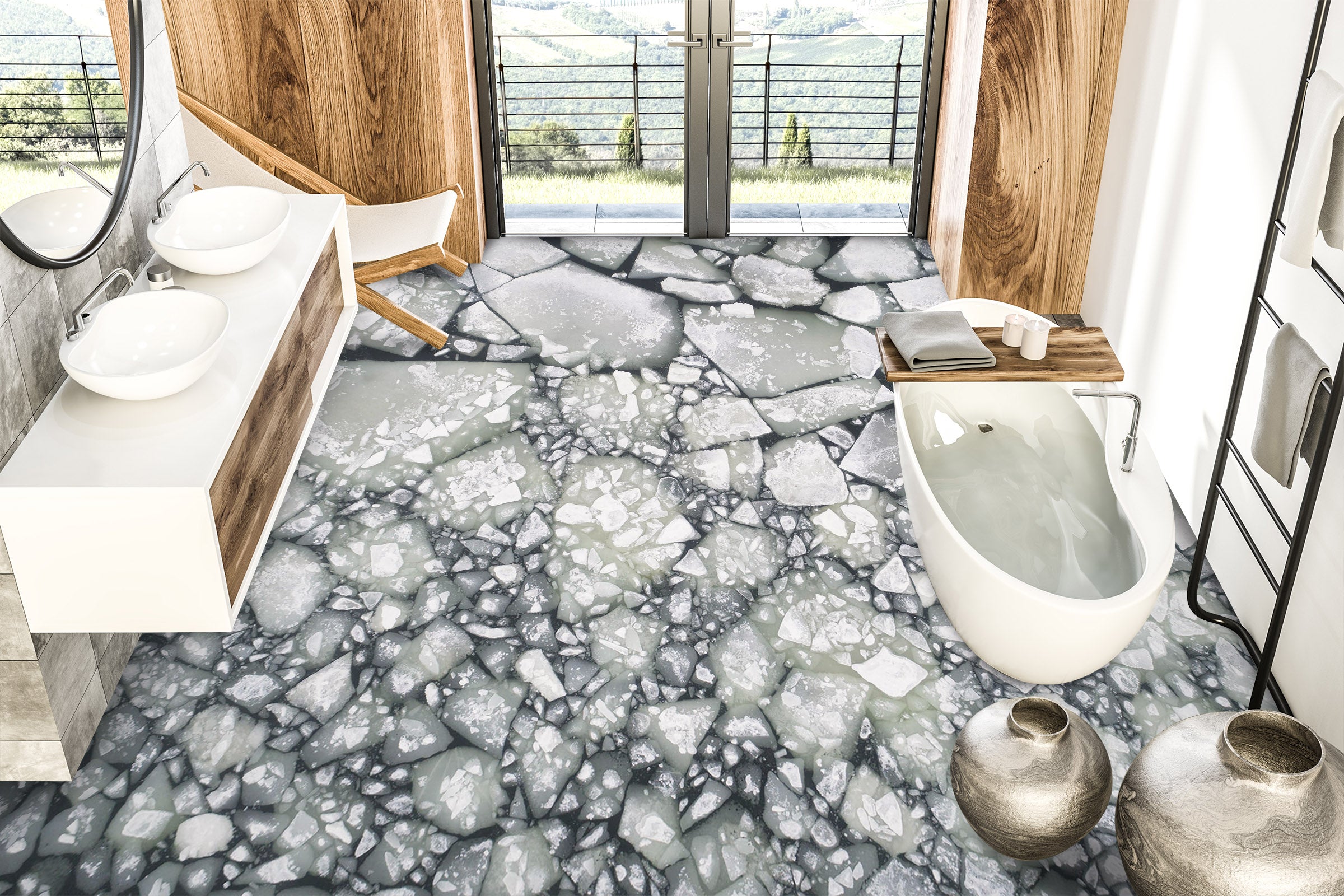 3D Dreamy Gray Stones 386 Floor Mural Wallpaper Murals Rug & Mat Print Epoxy waterproof bath floor