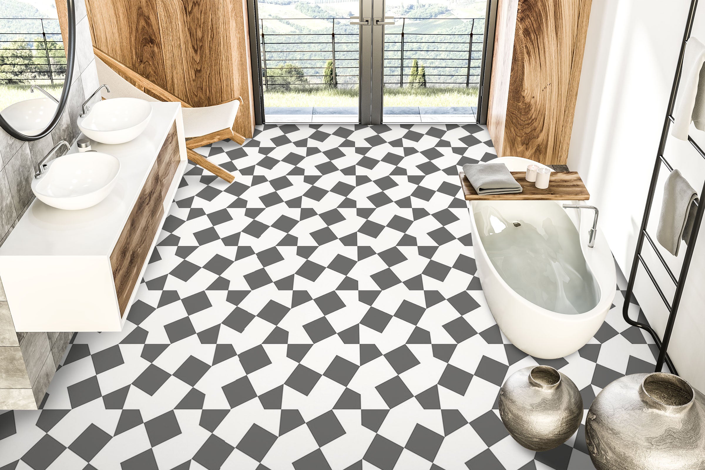 3D Gray And White Connection 645 Floor Mural Wallpaper Murals Rug & Mat Print Epoxy waterproof bath floor