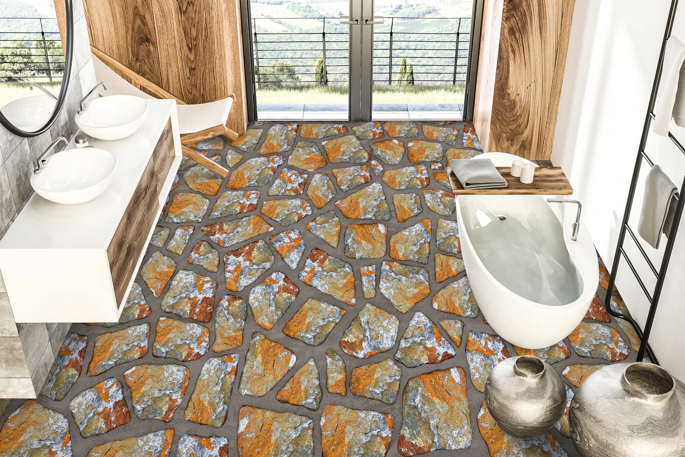 3D Colored Irregular Stones 097 Floor Mural Wallpaper Murals Rug & Mat Print Epoxy waterproof bath floor