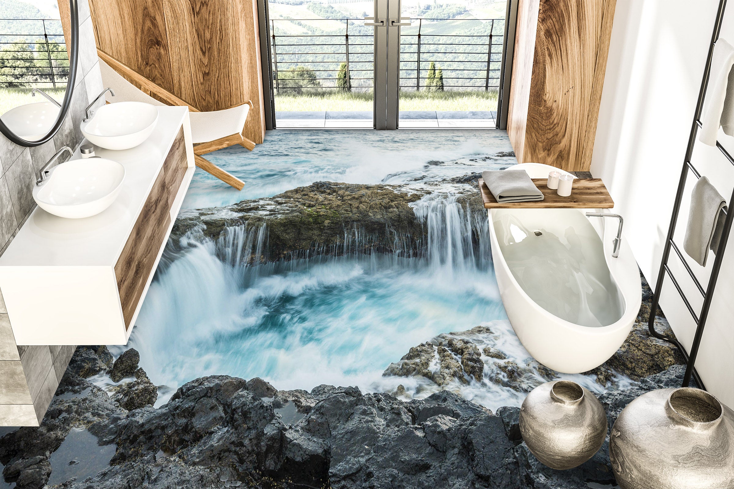 3D Convergence Of The Sea 540 Floor Mural Wallpaper Murals Rug & Mat Print Epoxy waterproof bath floor