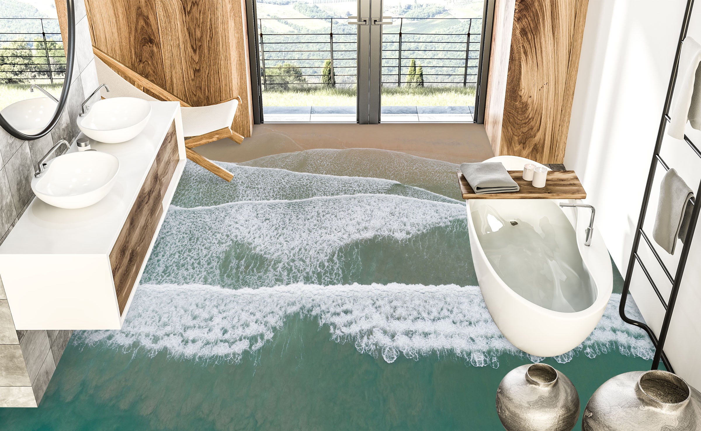 3D Happy Waves 267 Floor Mural Wallpaper Murals Rug & Mat Print Epoxy waterproof bath floor