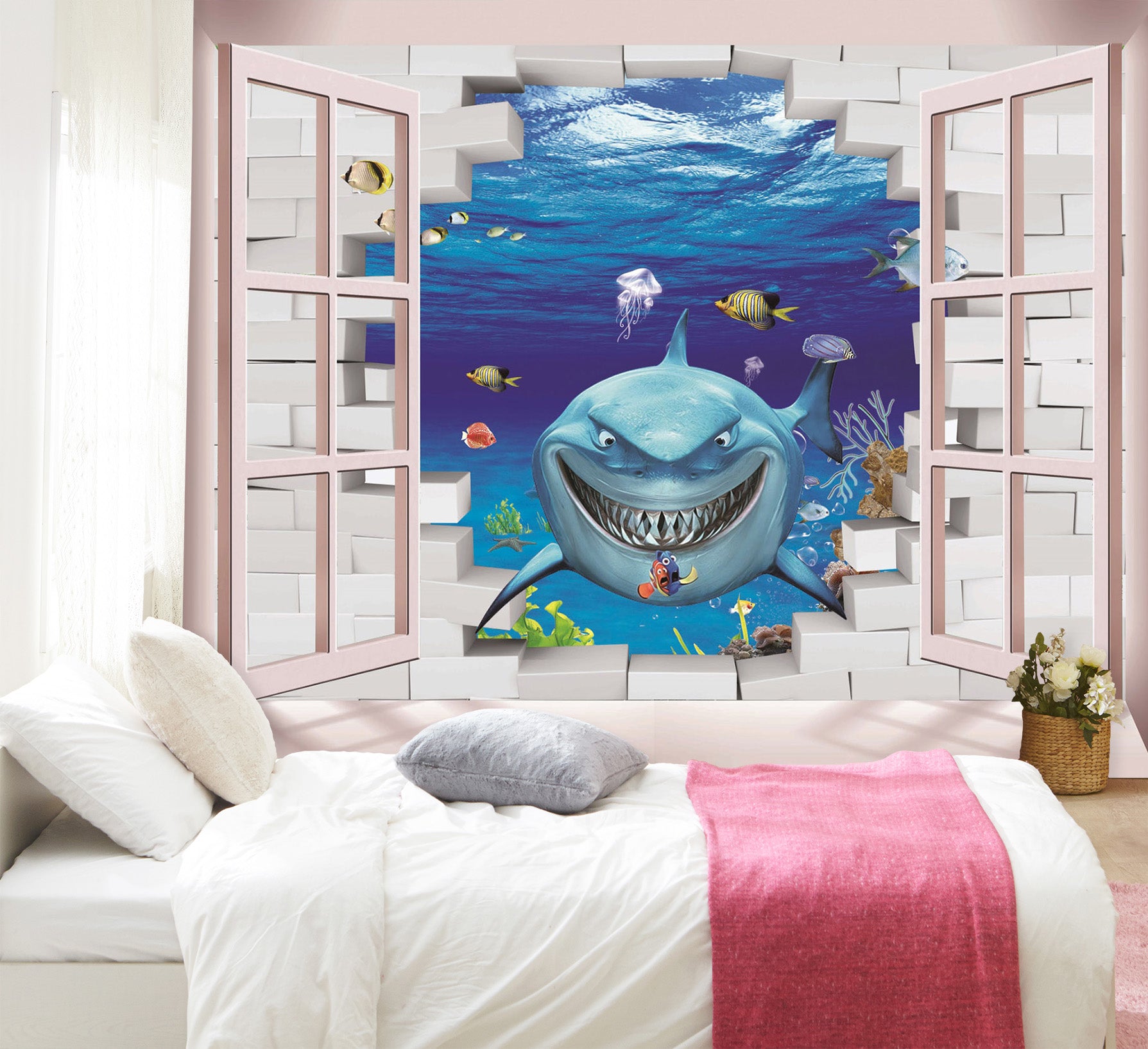 3D Underwater Shark 1622 Wall Murals
