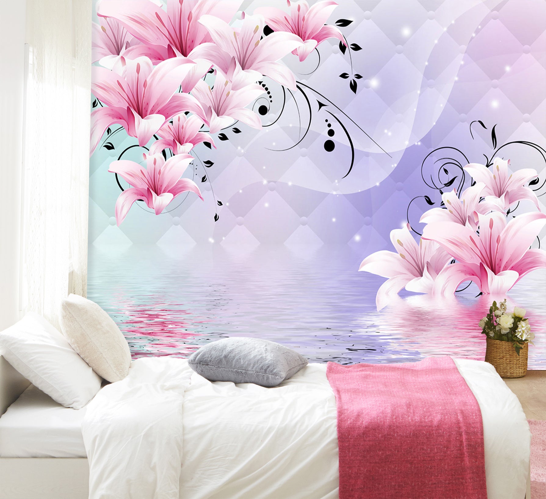 3D Pink Peach 1601 Wall Murals