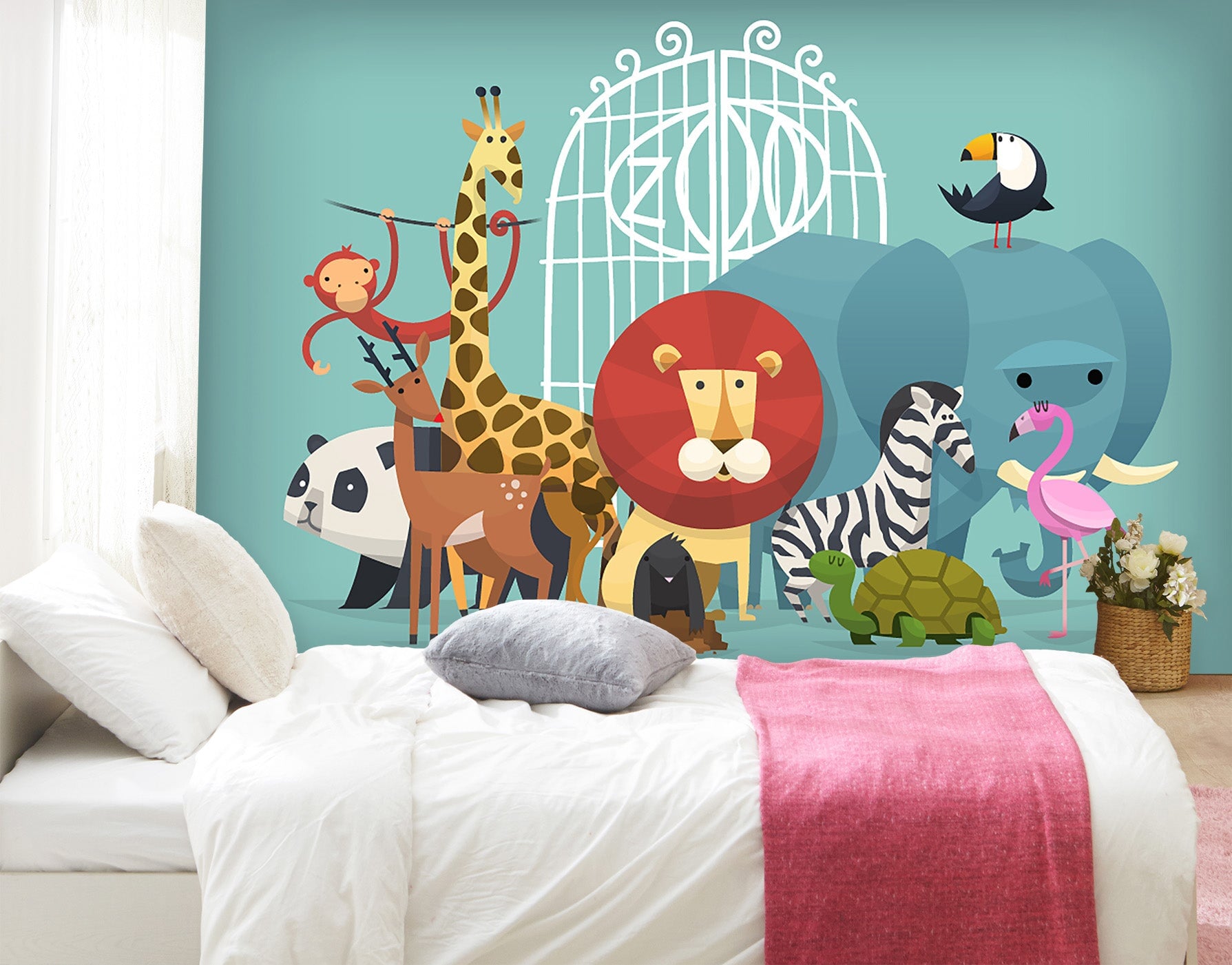 3D Giraffe Lion Monkey 038 Wall Murals Wallpaper AJ Wallpaper 2