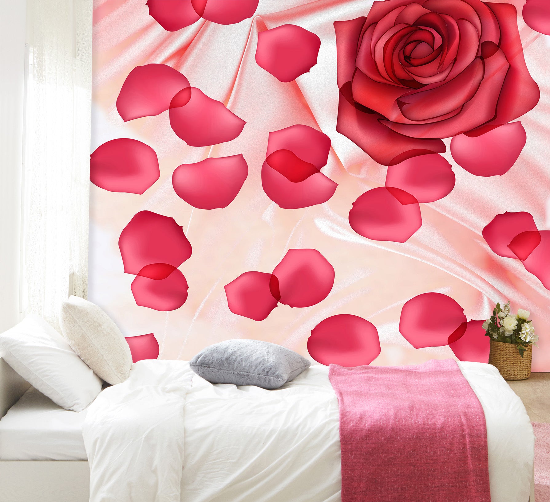 3D Pink Rose 1701 Wall Murals