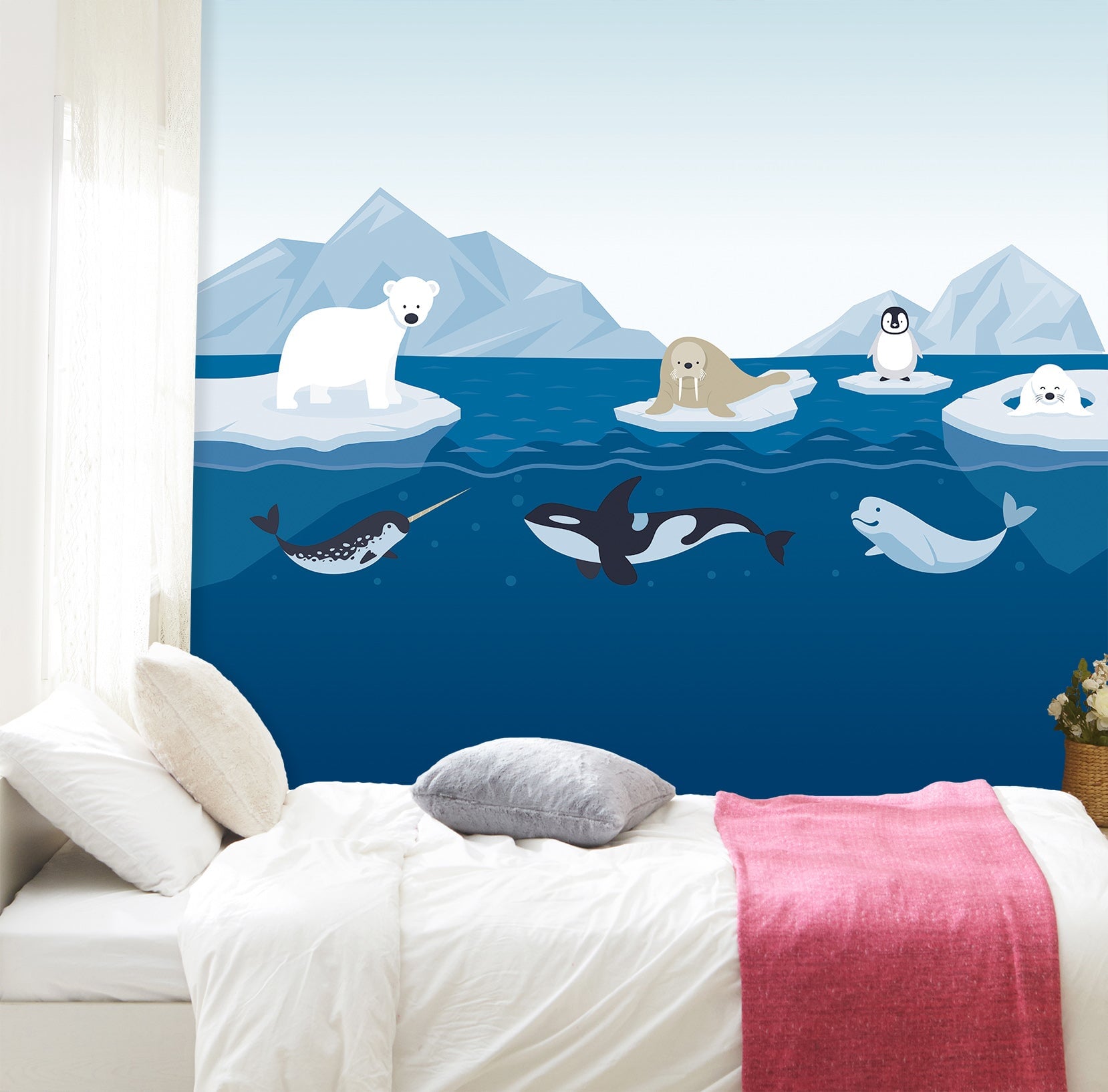 3D Polar Bbear Dolphin 032 Wall Murals Wallpaper AJ Wallpaper 2
