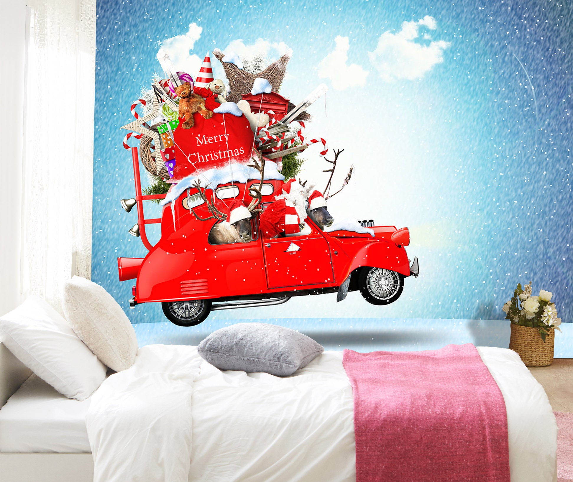 3D Christmas Gift Deer 329 Vehicle Wall Murals