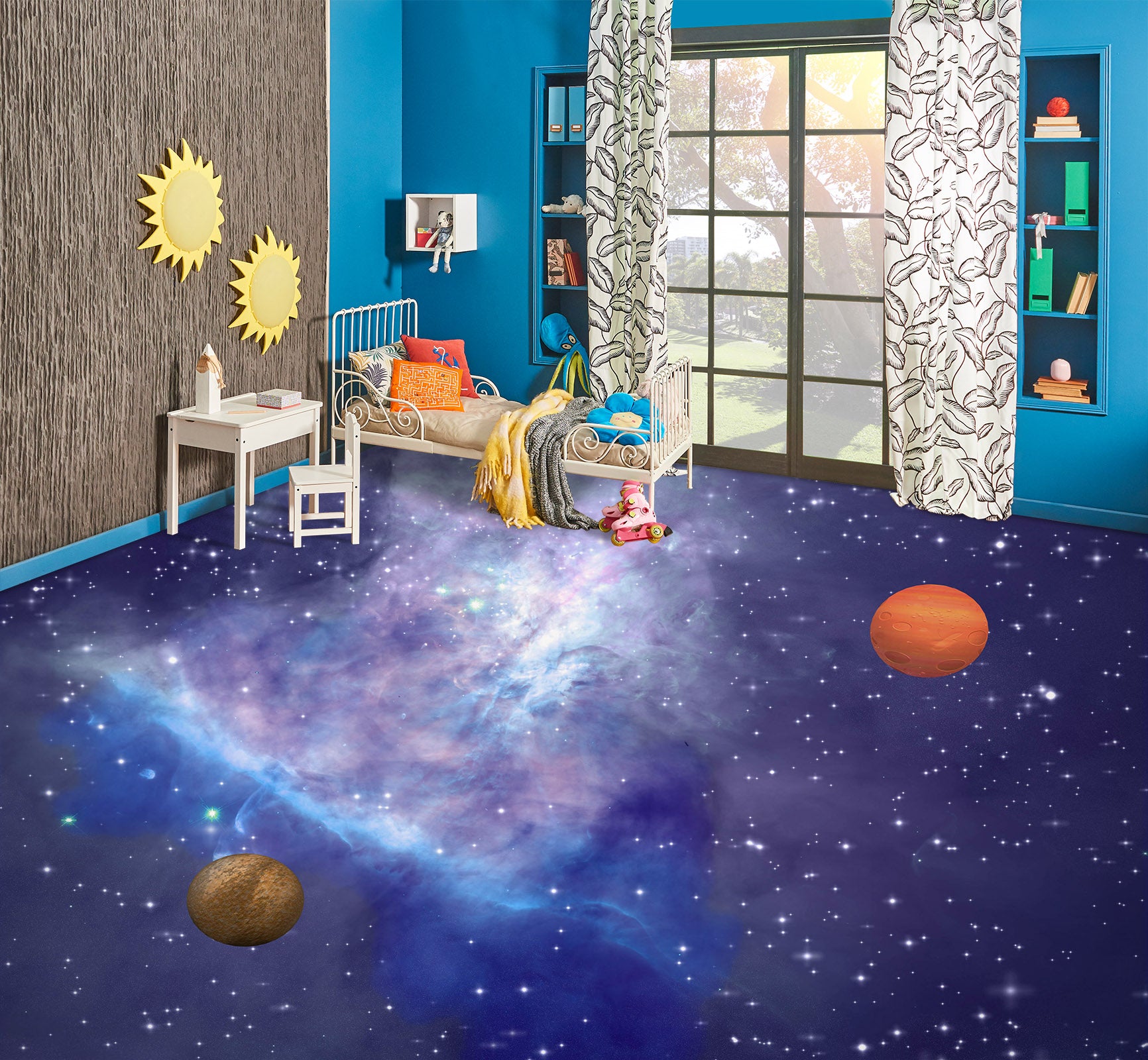 3D Purple Universe 020 Floor Mural Wallpaper Murals Rug & Mat Print Epoxy waterproof bath floor