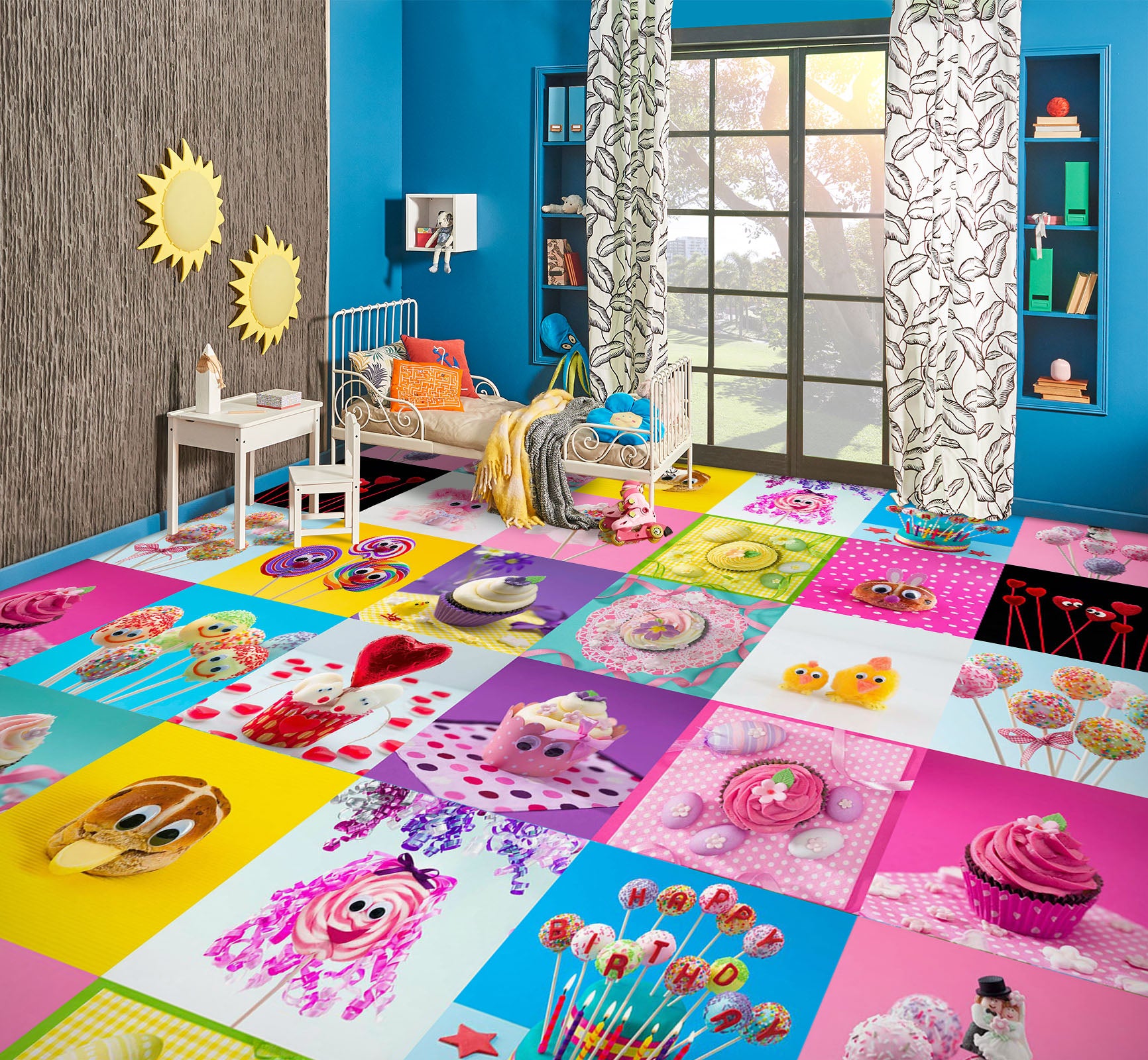 3D Cube Color Dessert 9869 Assaf Frank Floor Mural Wallpaper Murals Self-Adhesive Removable Print Epoxy