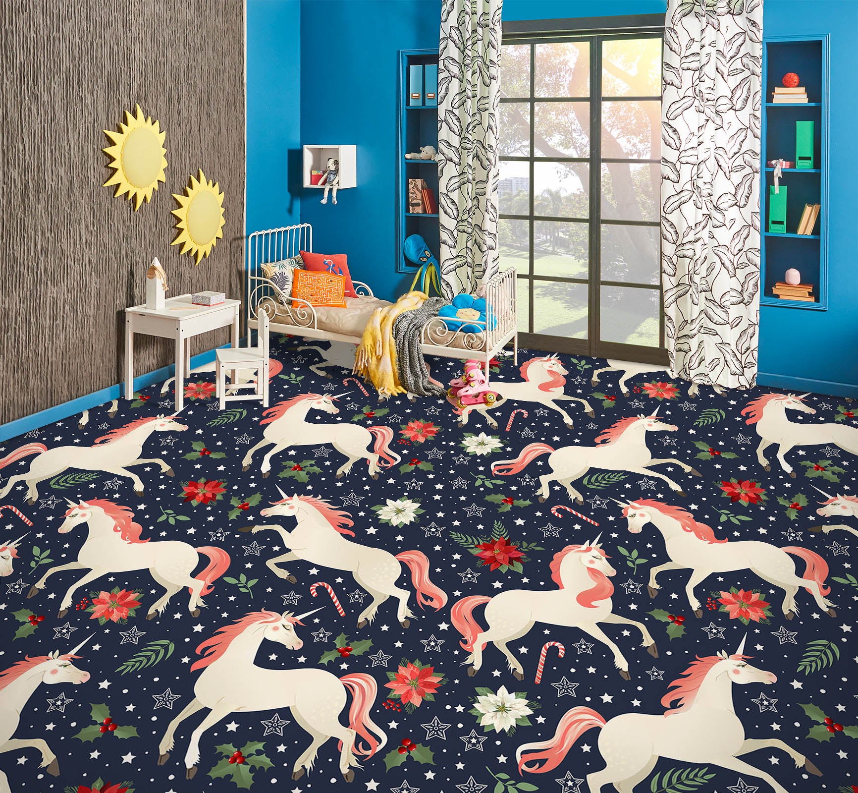 3D Pink Unicorn Mane 1213 Floor Mural Wallpaper Murals Self-Adhesive Removable Print Epoxy