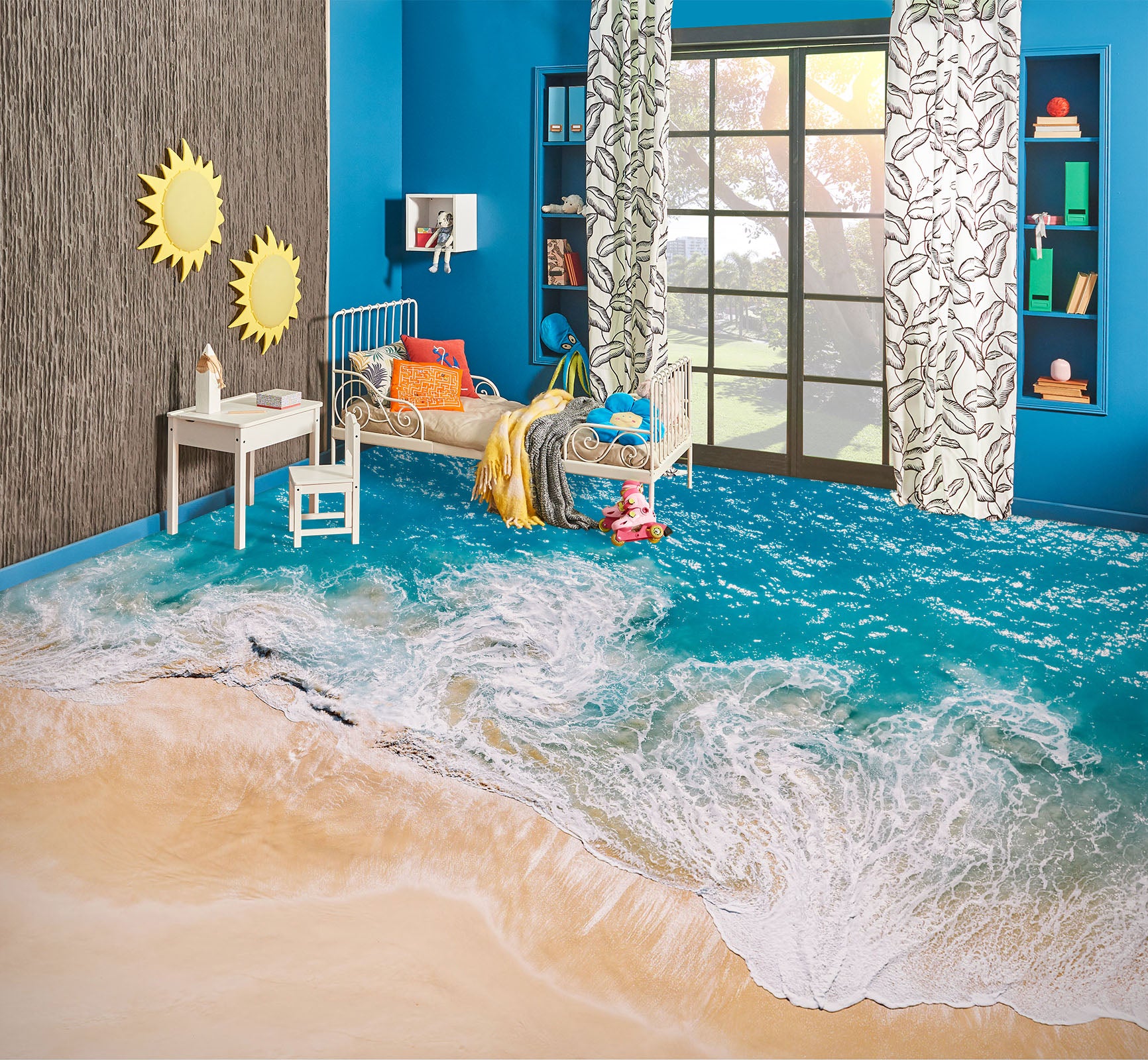 3D Beach Holiday 377 Floor Mural Wallpaper Murals Rug & Mat Print Epoxy waterproof bath floor