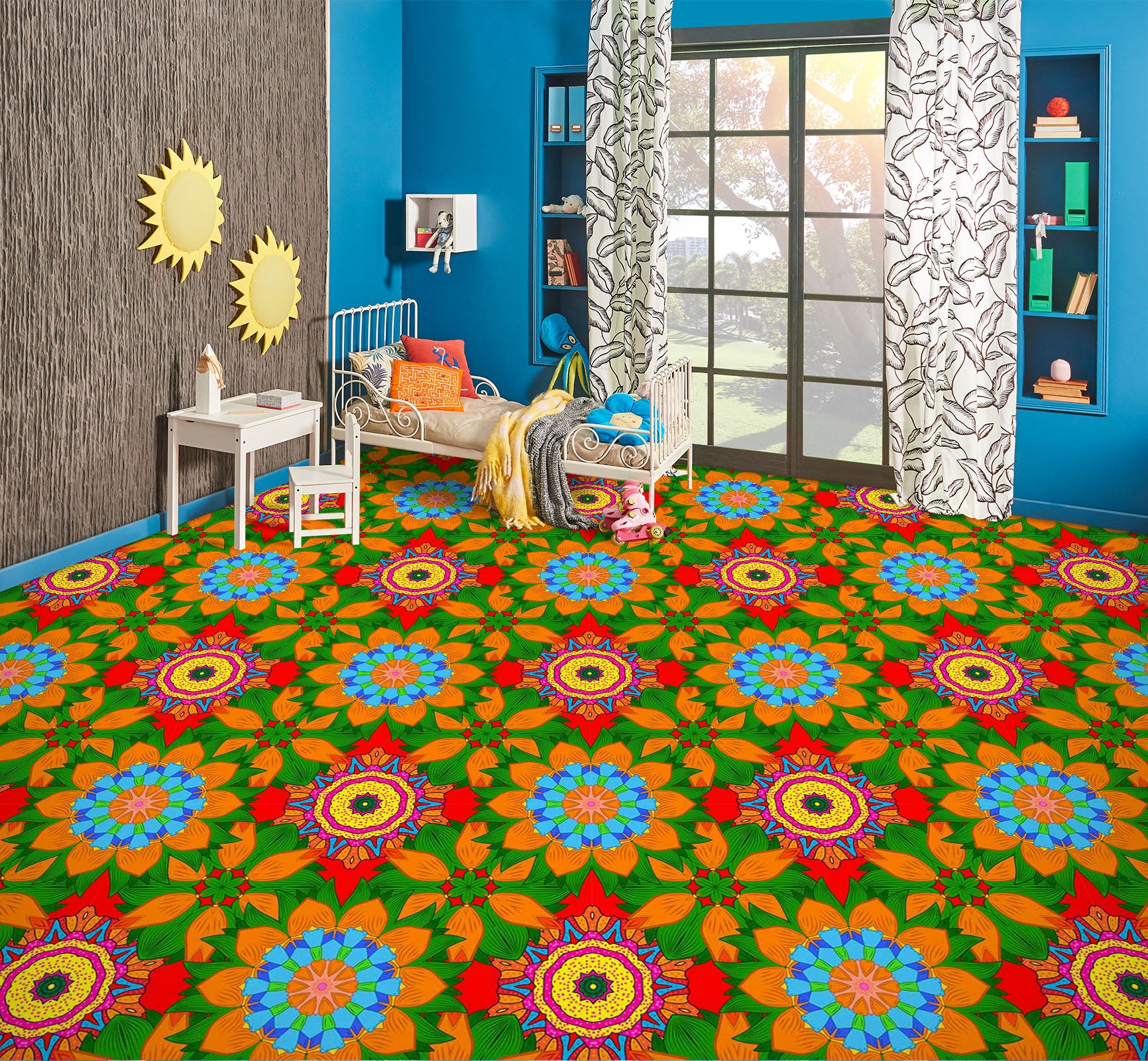 3D Strong Color Pattern 643 Floor Mural Wallpaper Murals Rug & Mat Print Epoxy waterproof bath floor