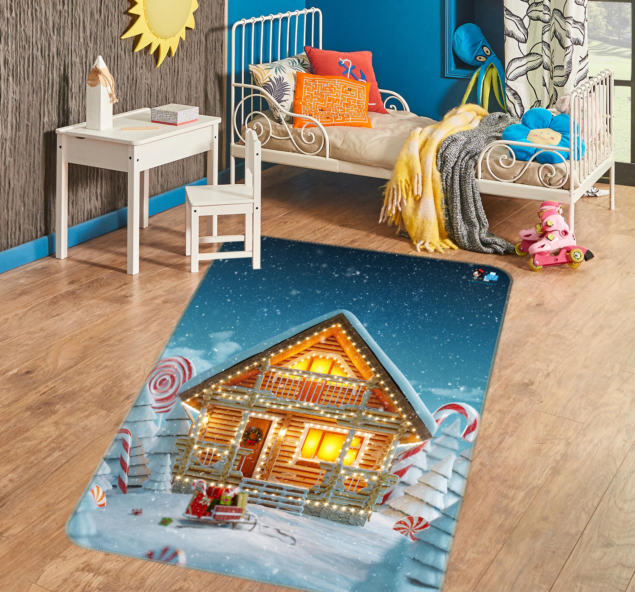 3D House Snow 56190 Christmas Non Slip Rug Mat Xmas