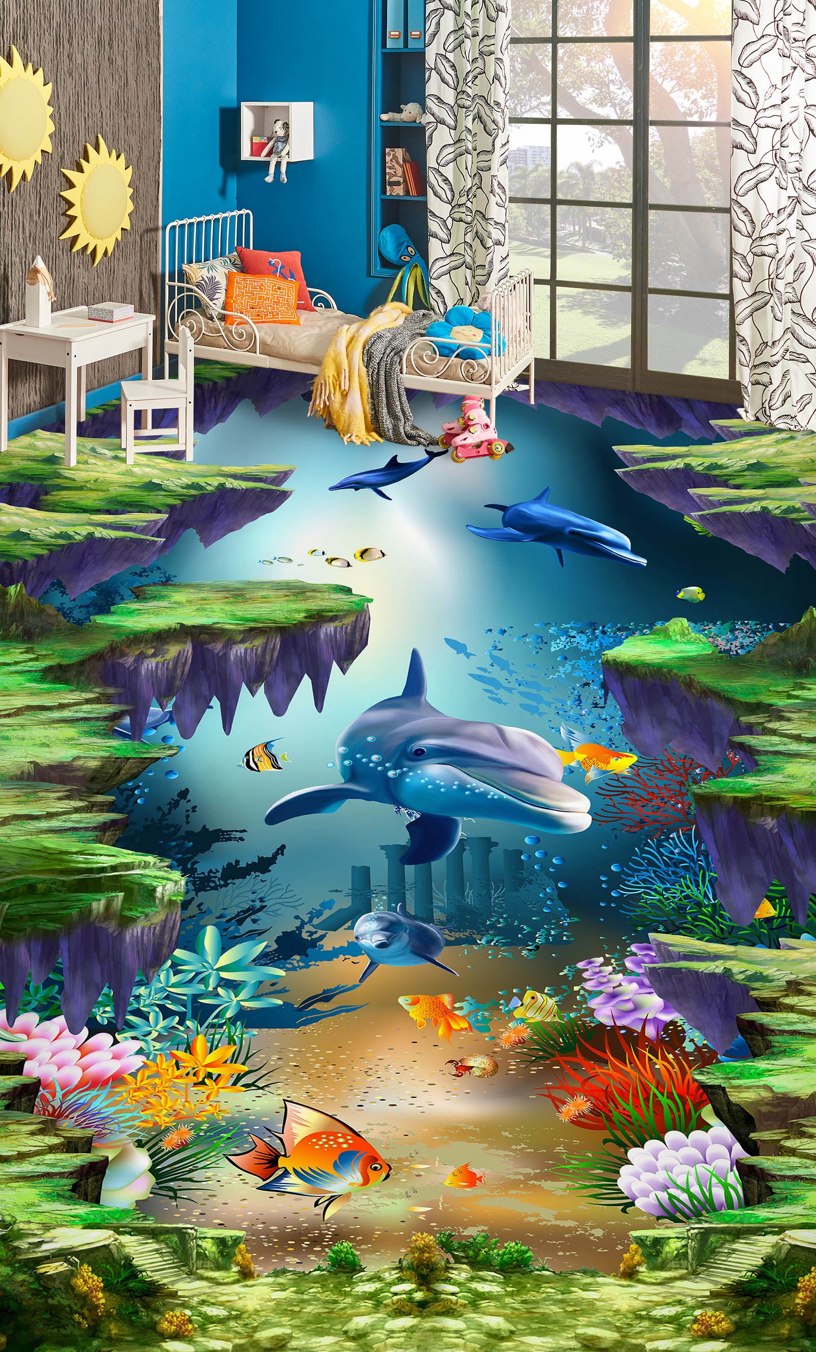 3D Free Ocean World 281 Floor Mural Wallpaper Murals Rug & Mat Print Epoxy waterproof bath floor