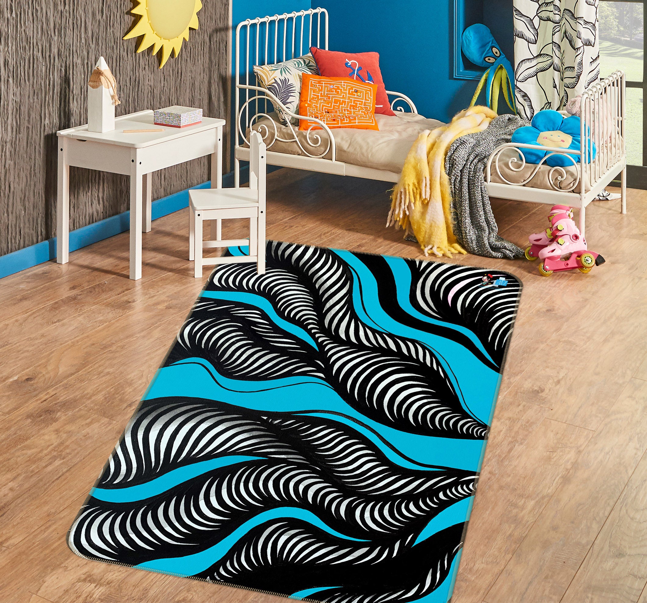 3D Black Vortex 8216 Jacqueline Reynoso Rug Non Slip Rug Mat