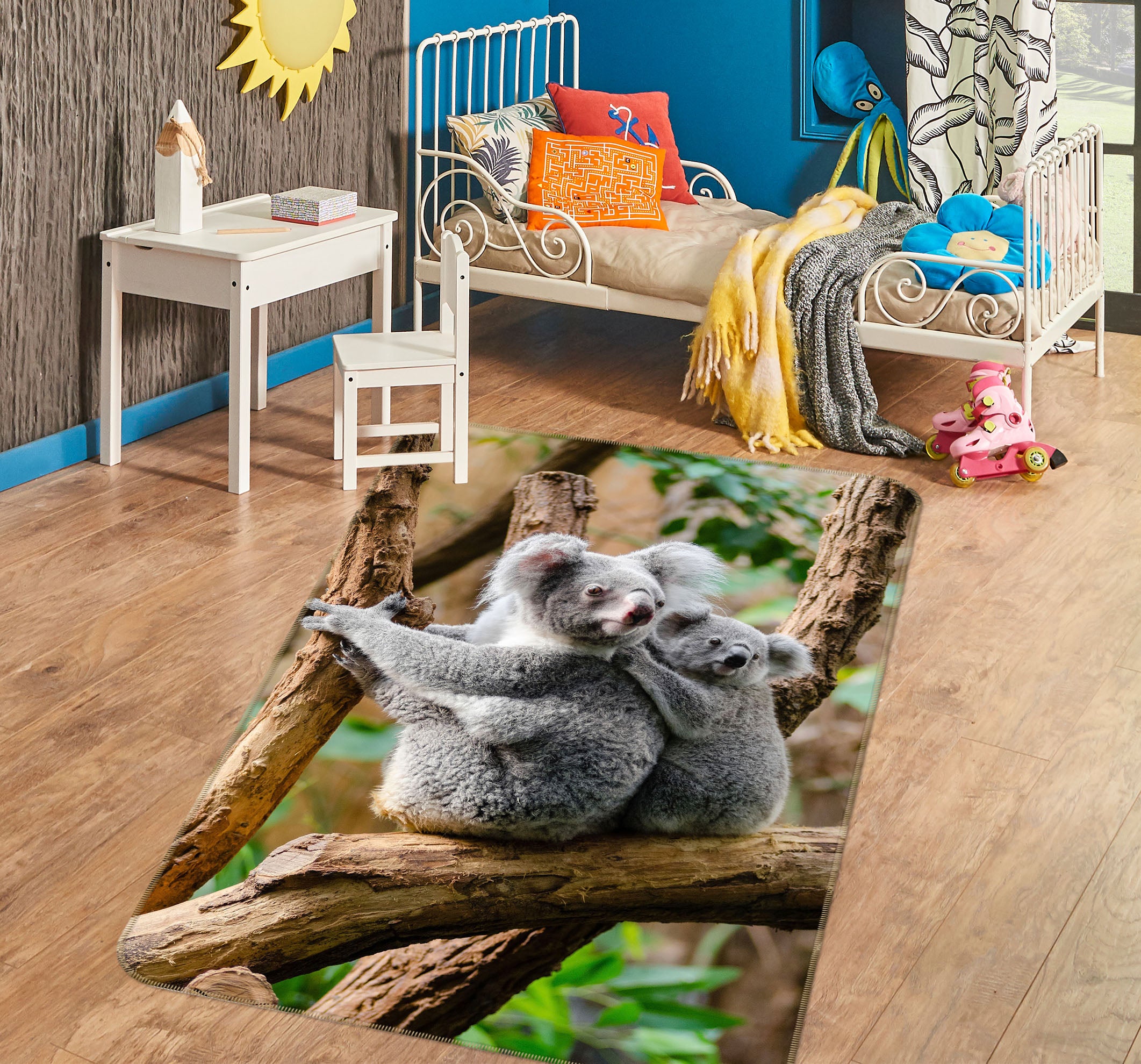 3D Eucalyptus Koala 158 Animal Non Slip Rug Mat