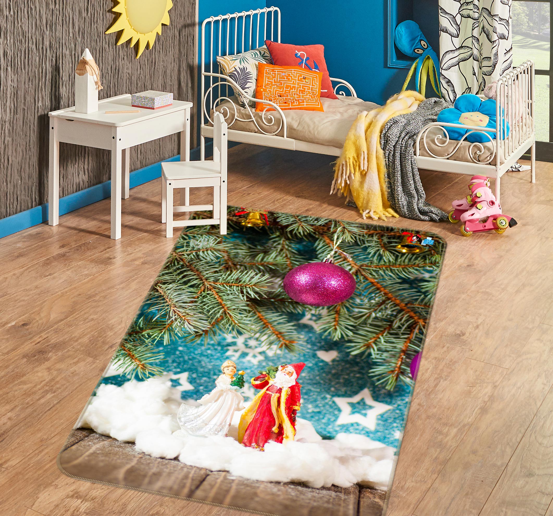 3D Doll Ornaments 56193 Christmas Non Slip Rug Mat Xmas