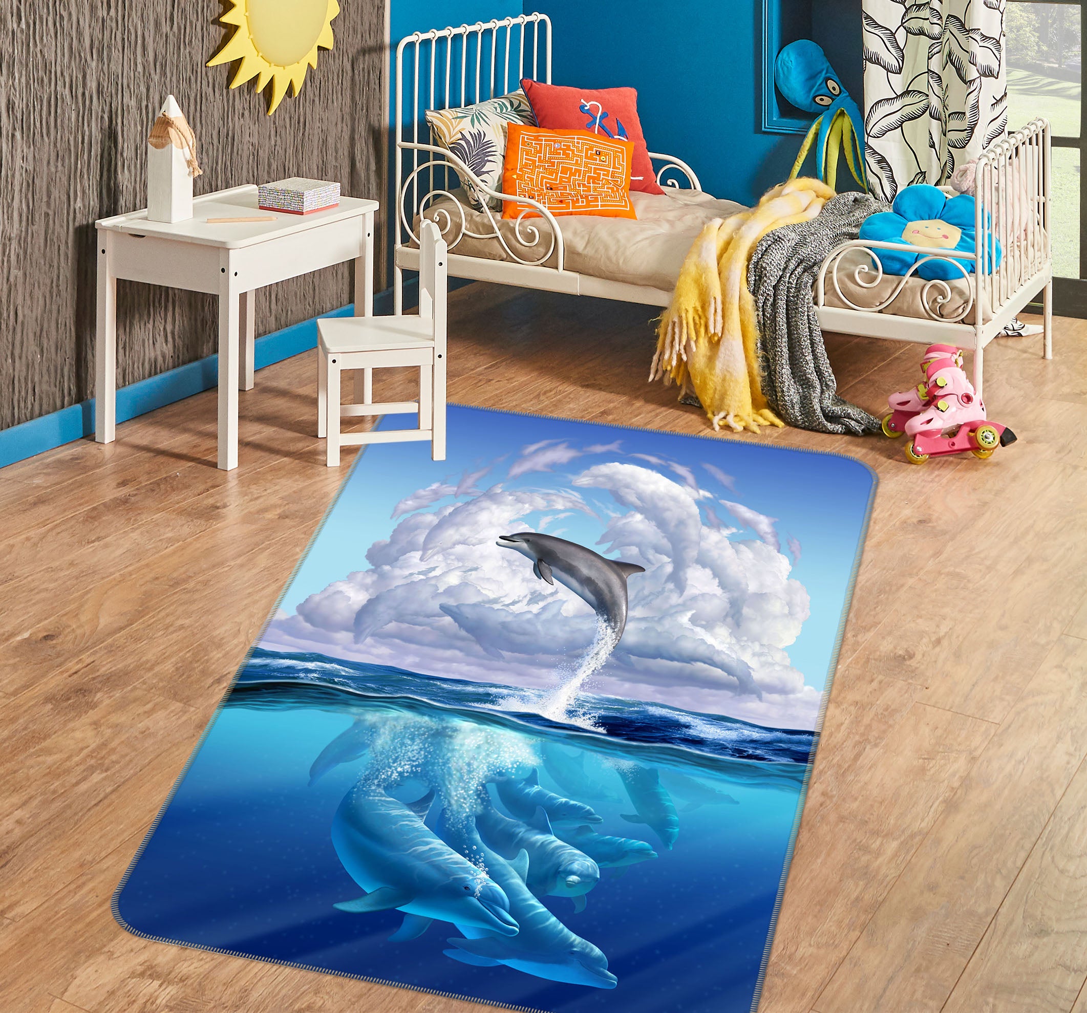3D Dolphonic Symphony 1006 Jerry LoFaro Rug Non Slip Rug Mat
