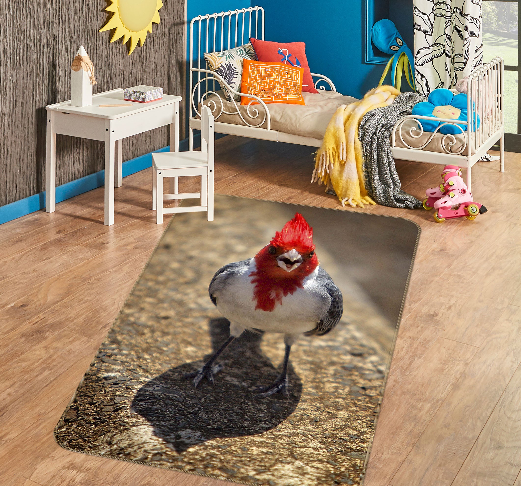 3D Red Feather 1136 Kathy Barefield Rug Non Slip Rug Mat