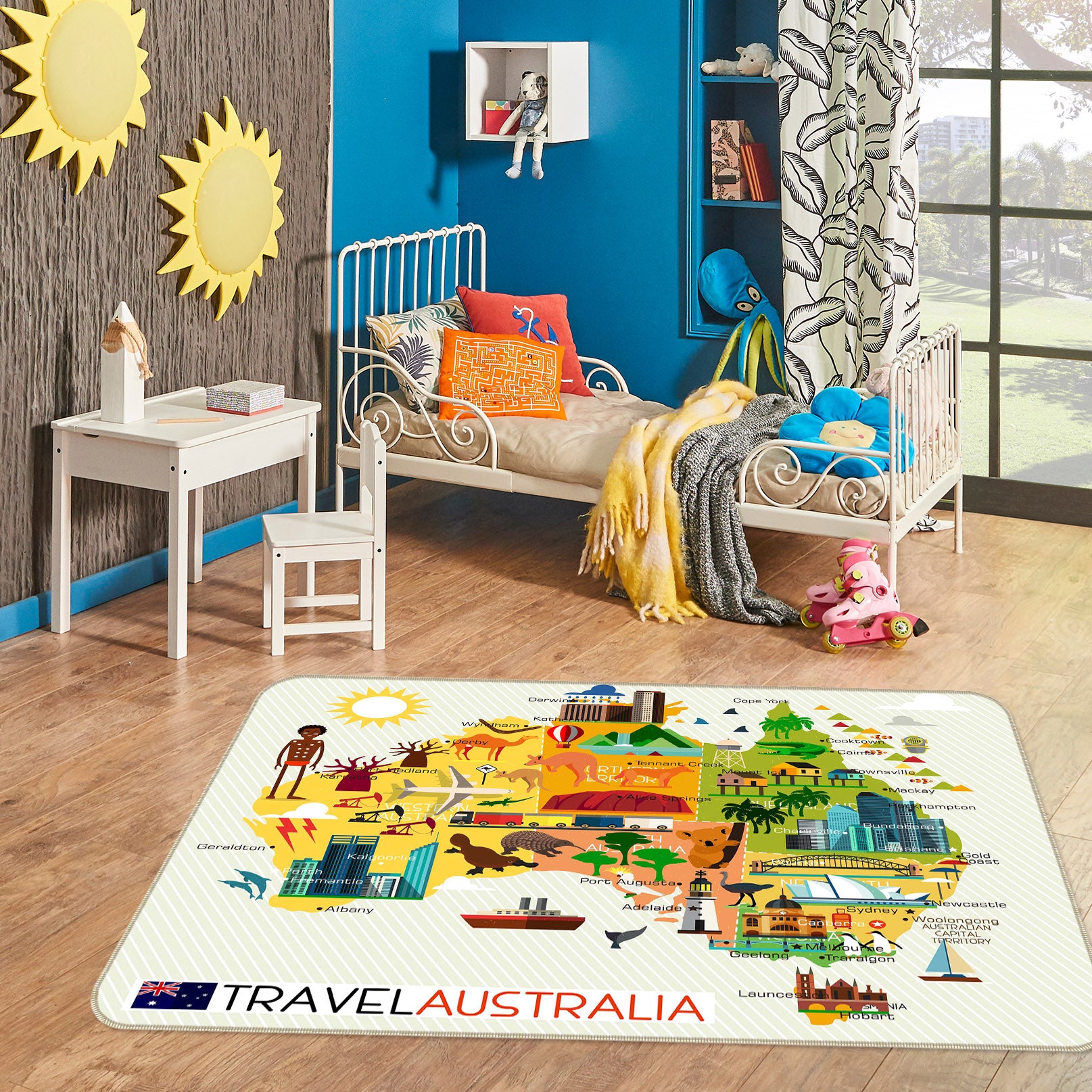 3D Color House 263 World Map Non Slip Rug Mat