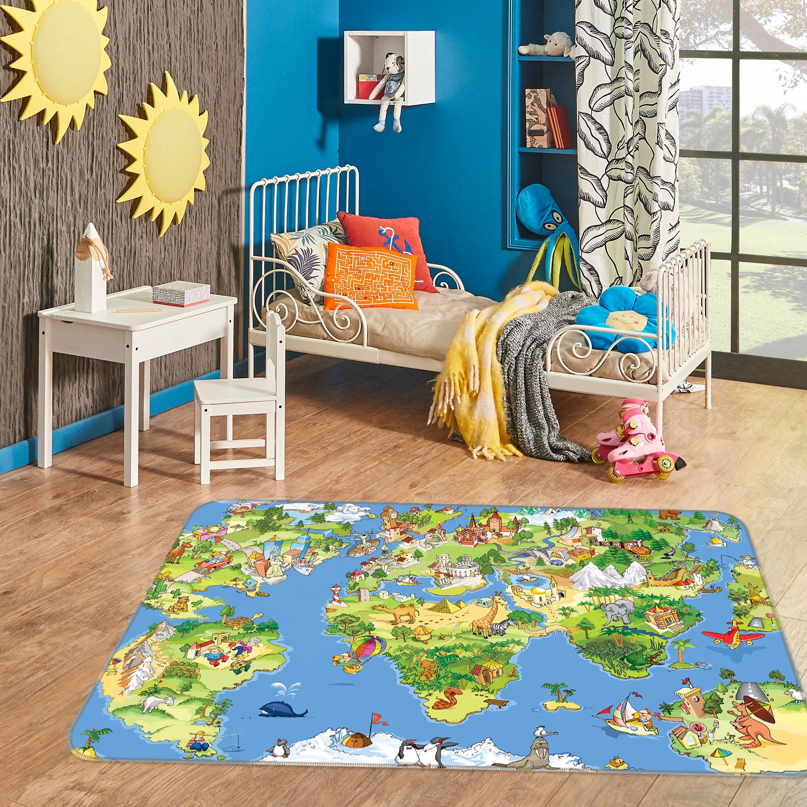 3D Painted Island 207 World Map Non Slip Rug Mat