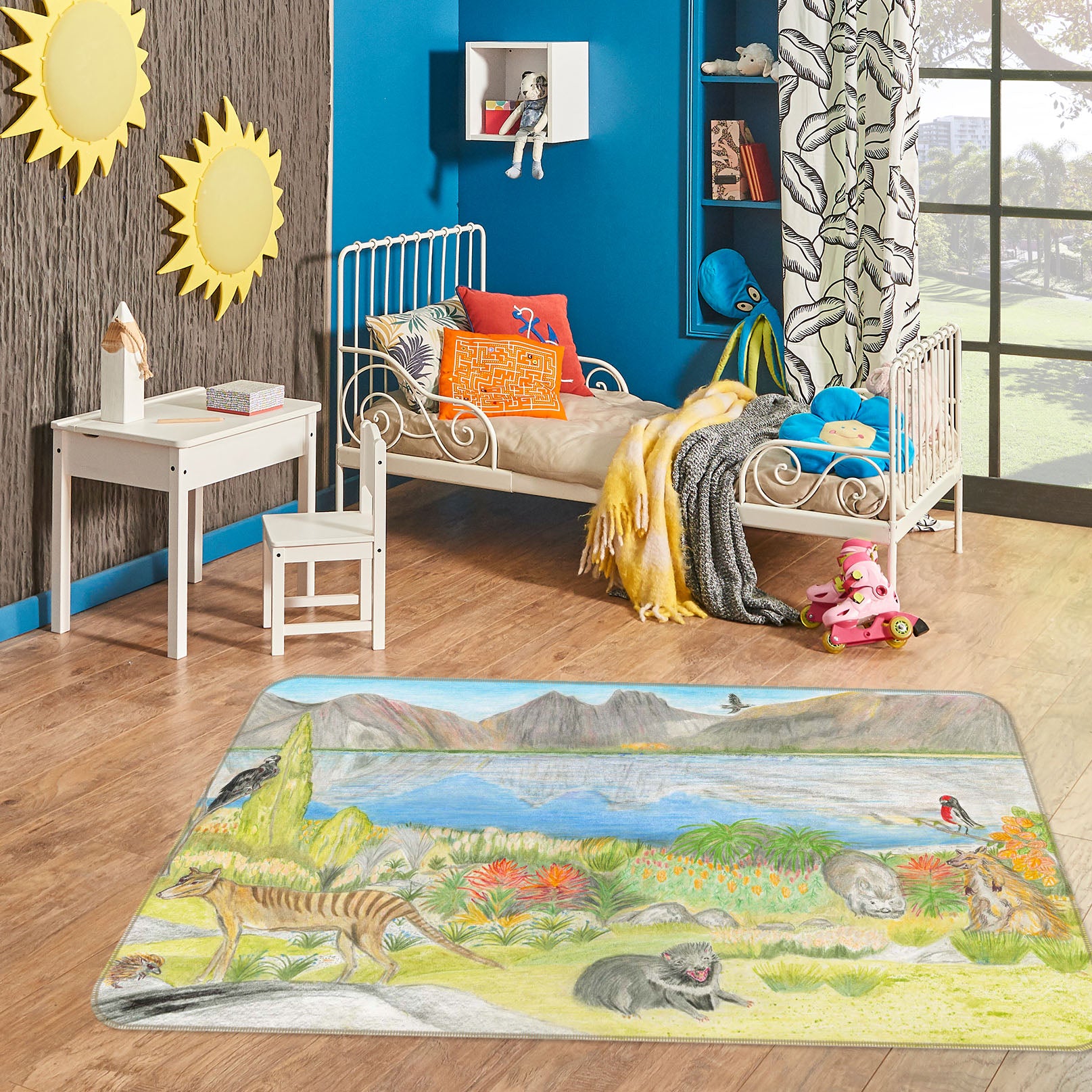 3D Steppe Animals 1055 Michael Sewell Rug Non Slip Rug Mat