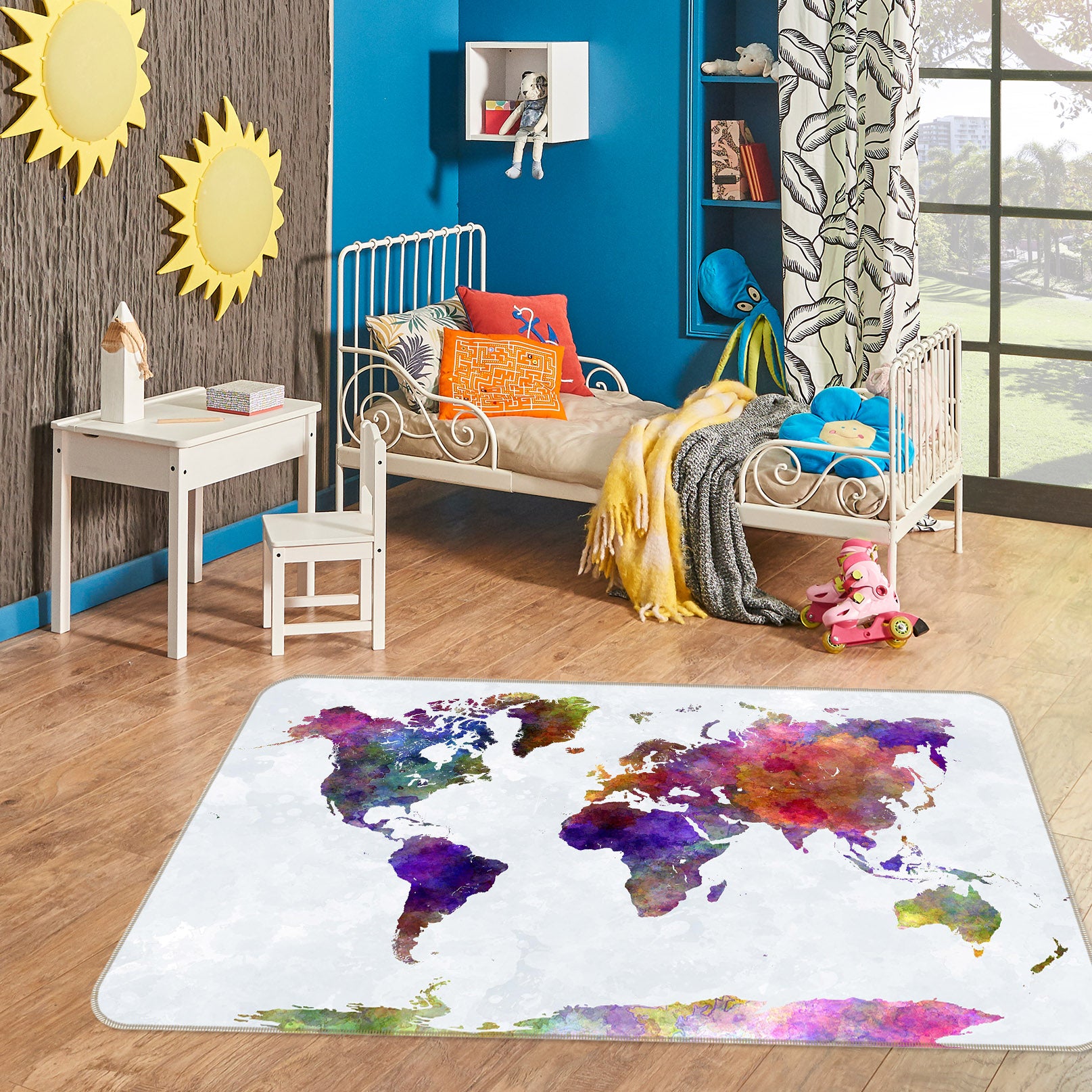 3D Color Cloth 201 World Map Non Slip Rug Mat