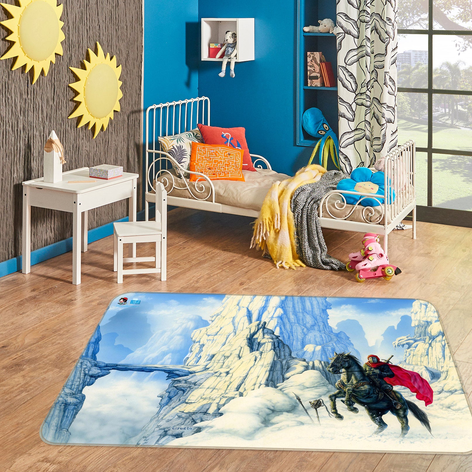 3D Knight Snow 753 Ciruelo Rug Non Slip Rug Mat