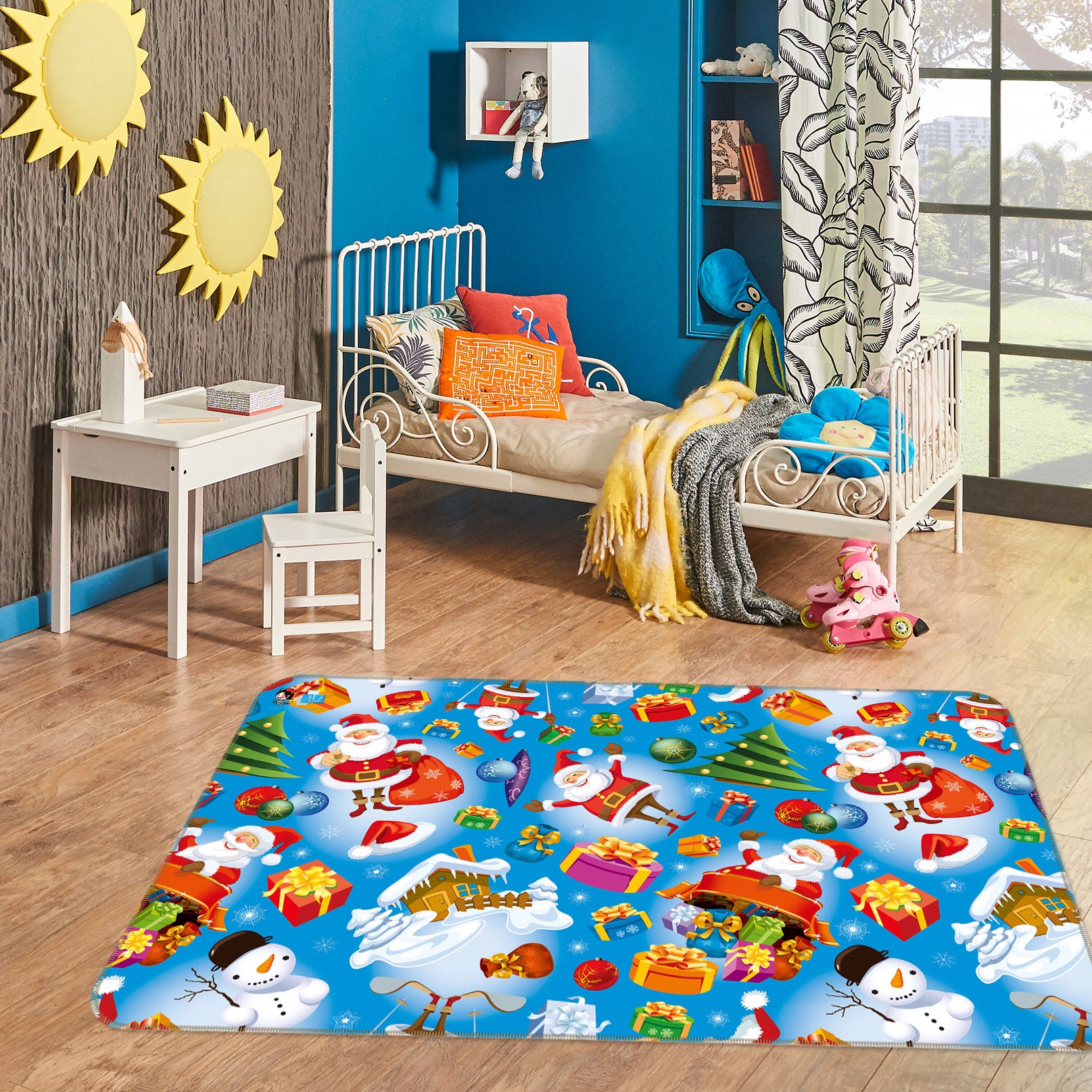 3D Sky Santa Claus 56211 Christmas Non Slip Rug Mat Xmas