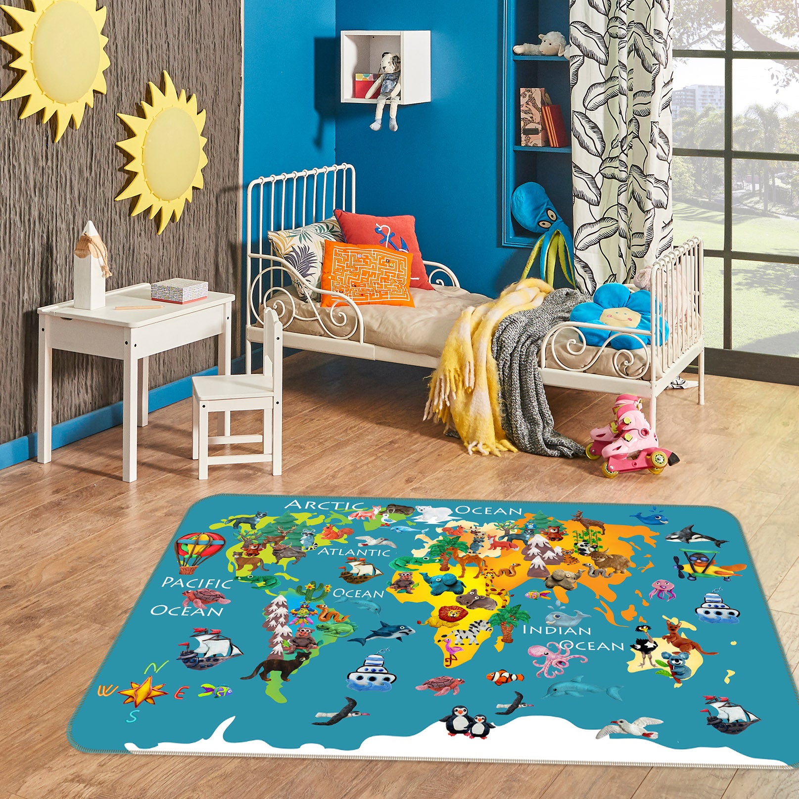 3D Colored Island 277 World Map Non Slip Rug Mat