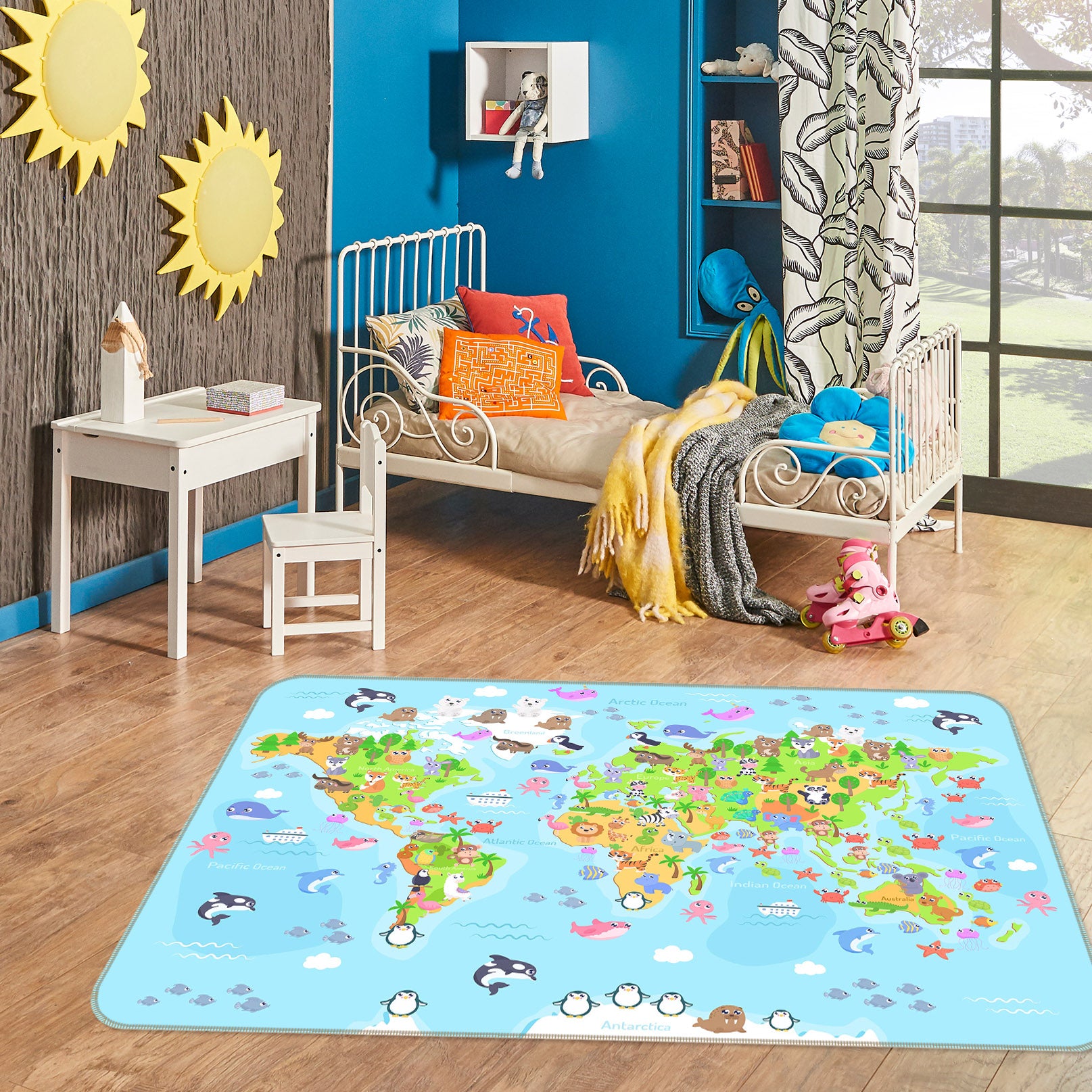 3D Island Life 299 World Map Non Slip Rug Mat