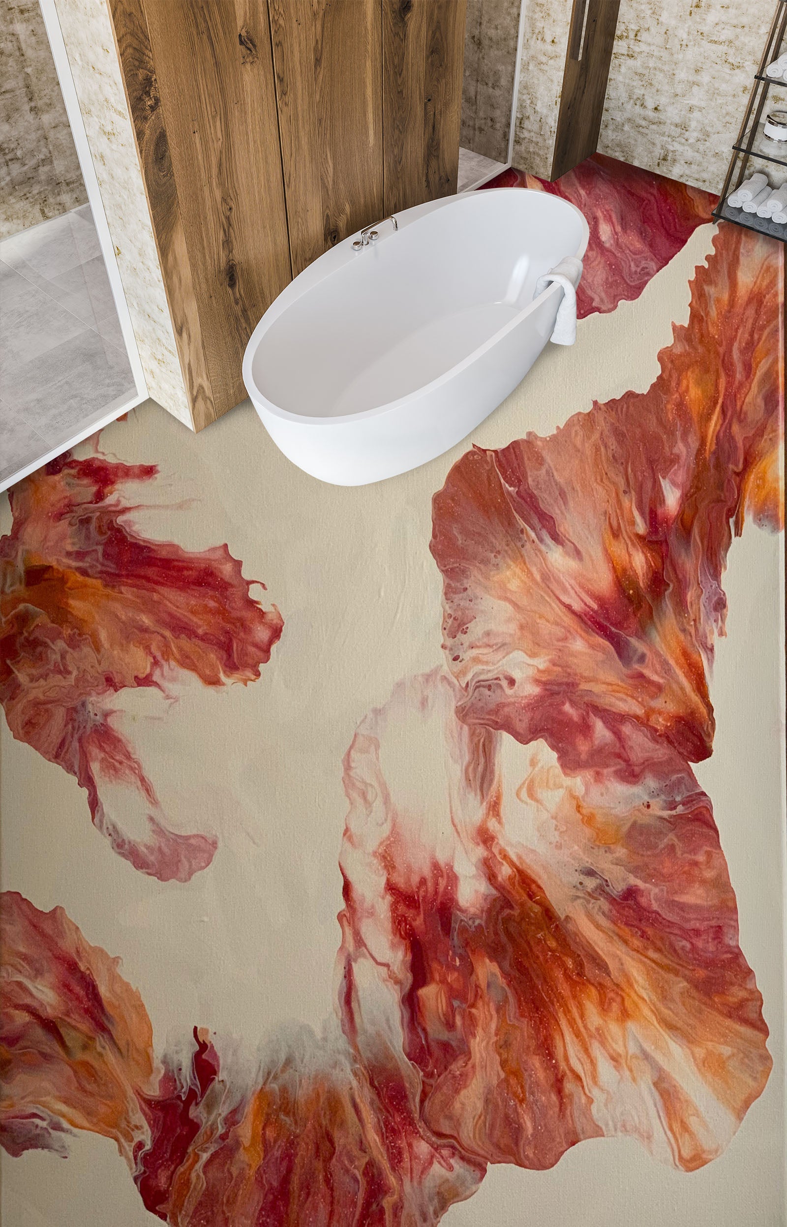 3D Red Pattern 98199 Valerie Latrice Floor Mural Wallpaper Murals Self-Adhesive Removable Print Epoxy