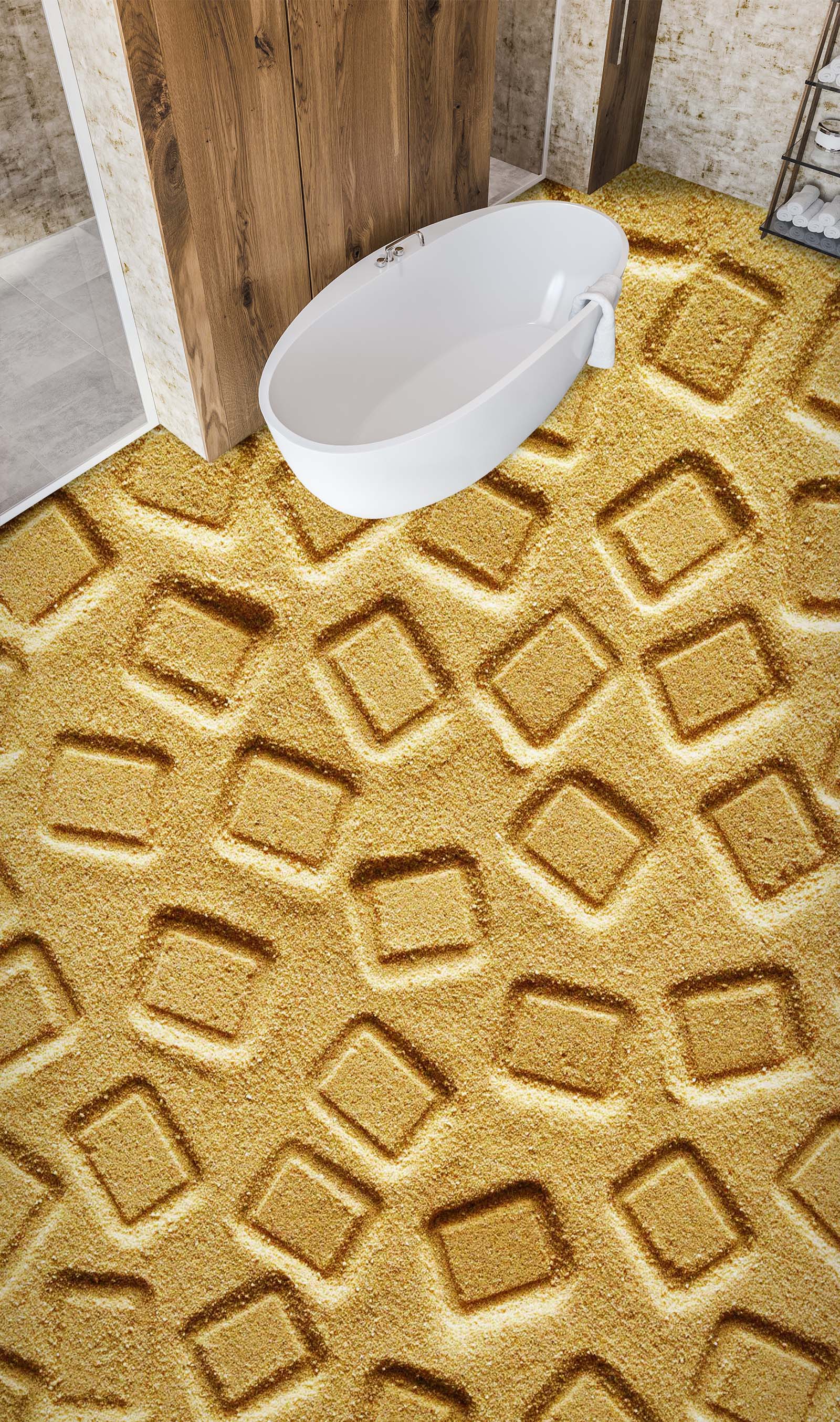 3D Sand Rectangle Print 1403 Floor Mural Wallpaper Murals Self-Adhesive Removable Print Epoxy