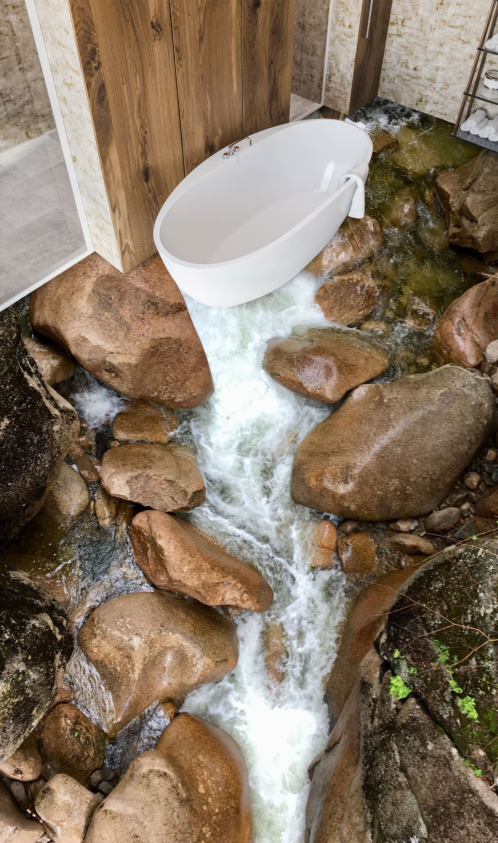 3D Rushing Water 180 Floor Mural Wallpaper Murals Rug & Mat Print Epoxy waterproof bath floor