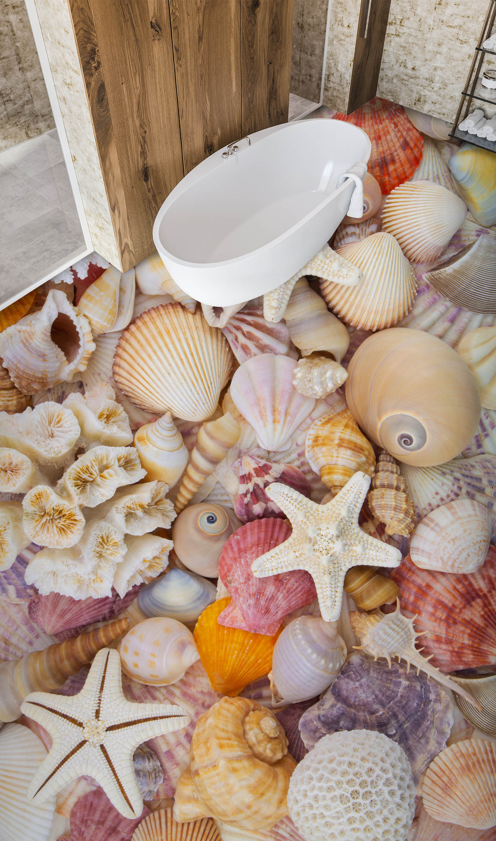 3D Happy Beach Shells 503 Floor Mural Wallpaper Murals Rug & Mat Print Epoxy waterproof bath floor