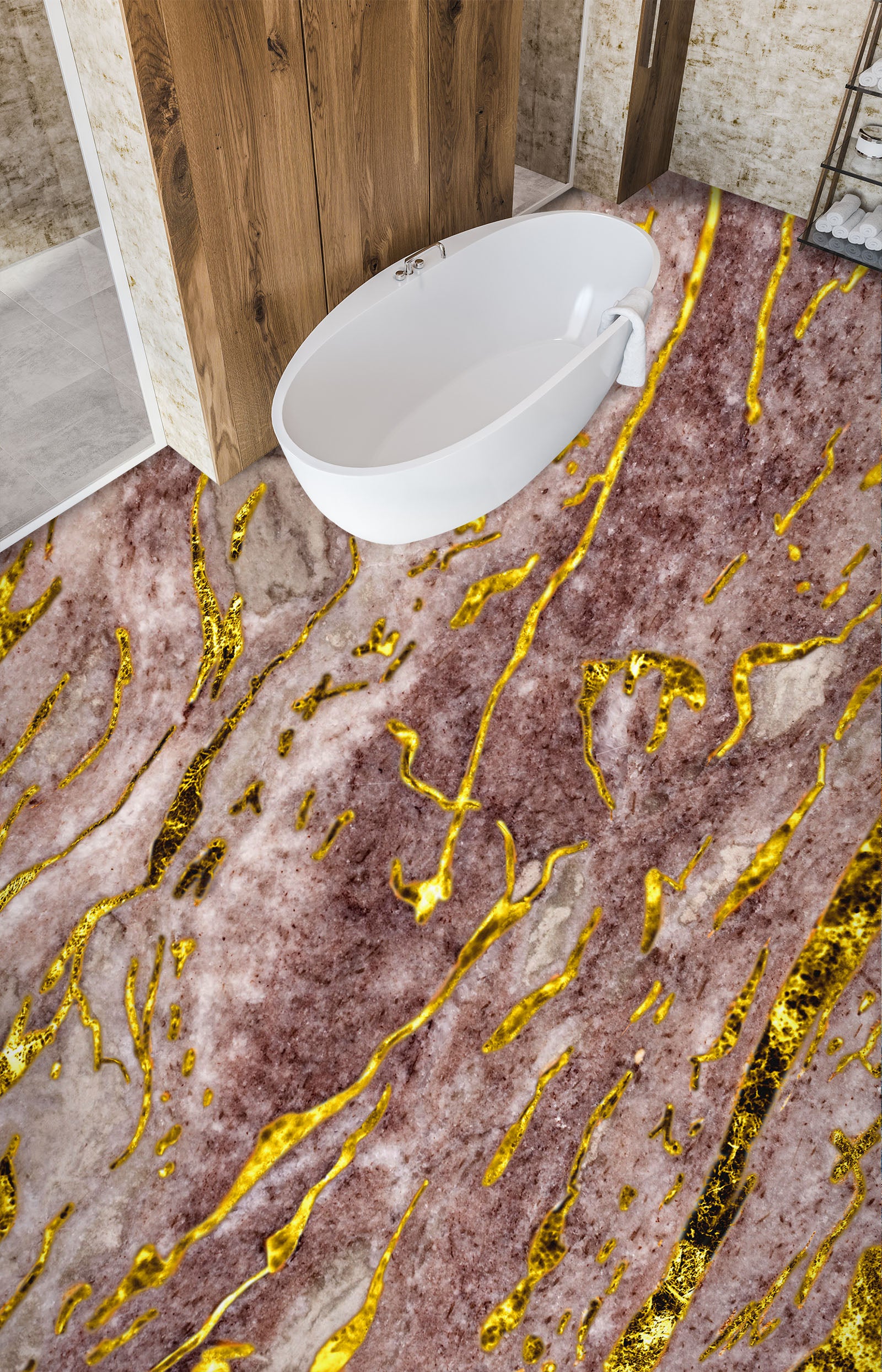 3D Fantasy Golden Lines 1003 Floor Mural Wallpaper Murals Self-Adhesive Removable Print Epoxy