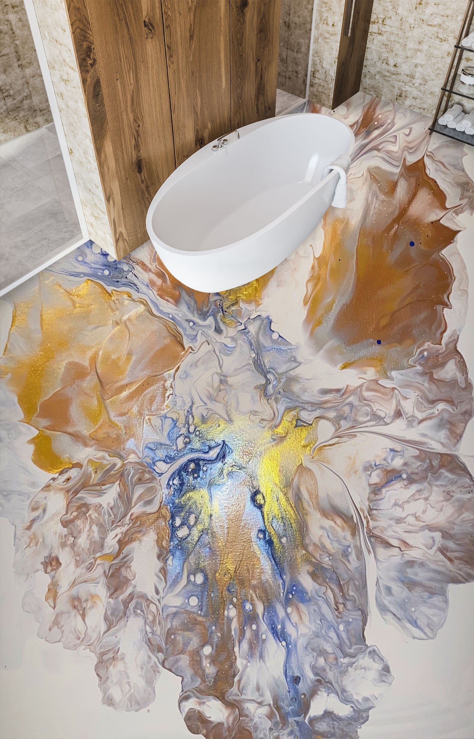 3D Golden Brown Texture 98194 Valerie Latrice Floor Mural Wallpaper Murals Self-Adhesive Removable Print Epoxy