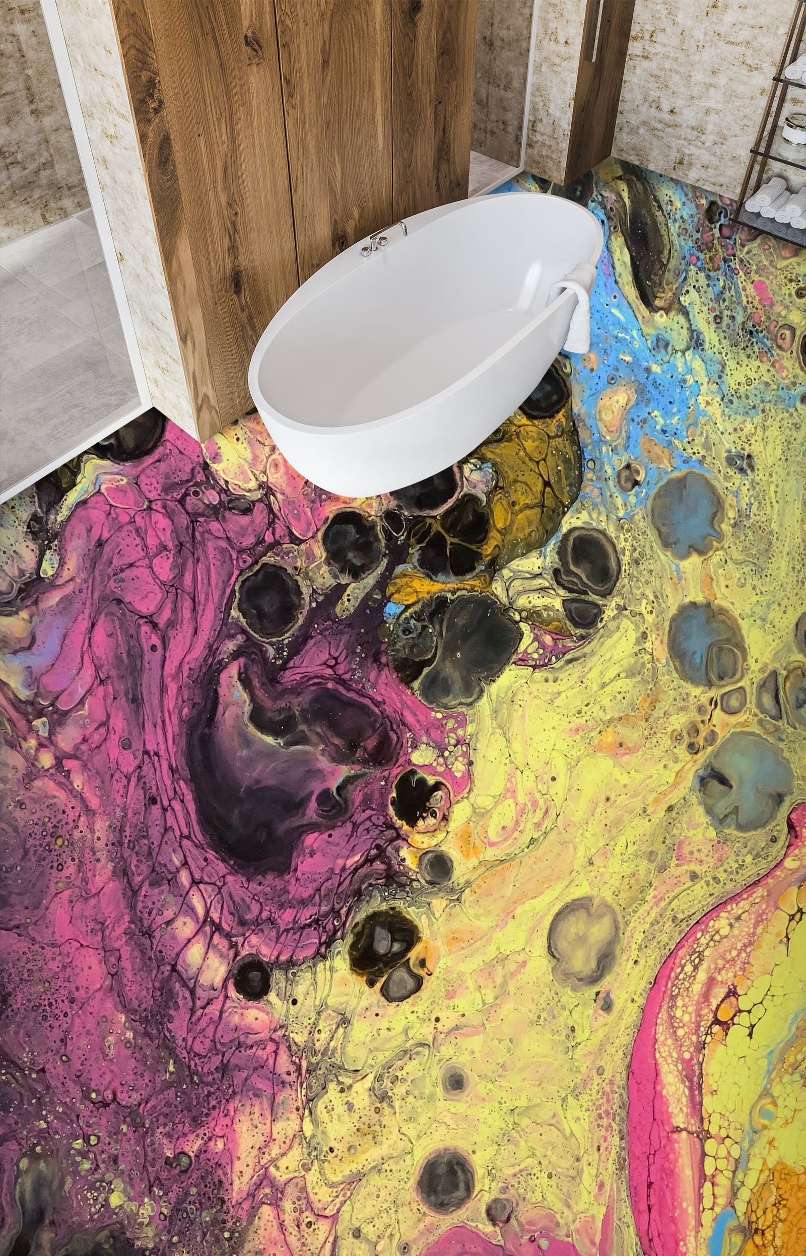 3D Colorful Paint Pattern 98207 Valerie Latrice Floor Mural Wallpaper Murals Self-Adhesive Removable Print Epoxy