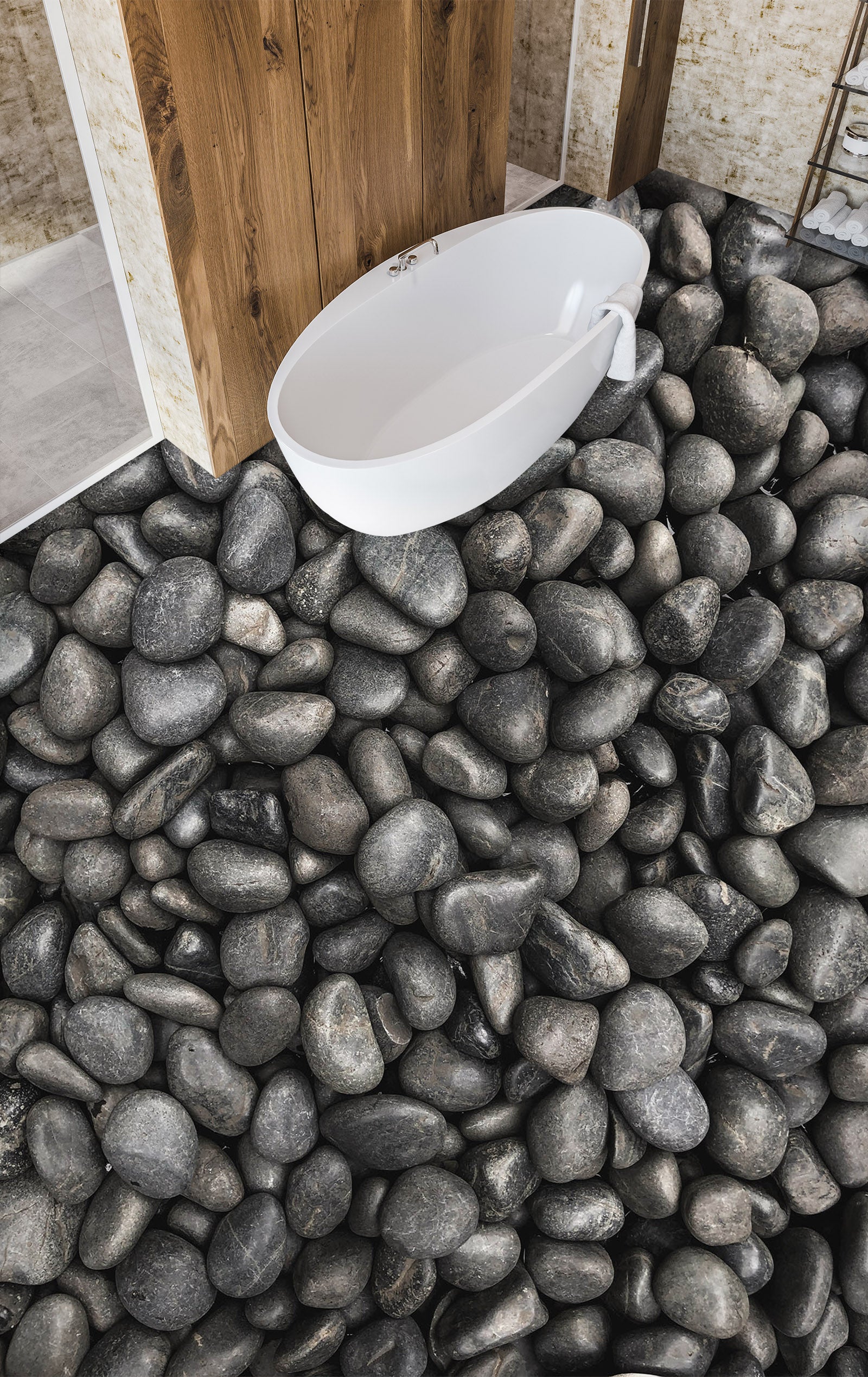 3D Textured Black Pebbles 895 Floor Mural Wallpaper Murals Rug & Mat Print Epoxy waterproof bath floor