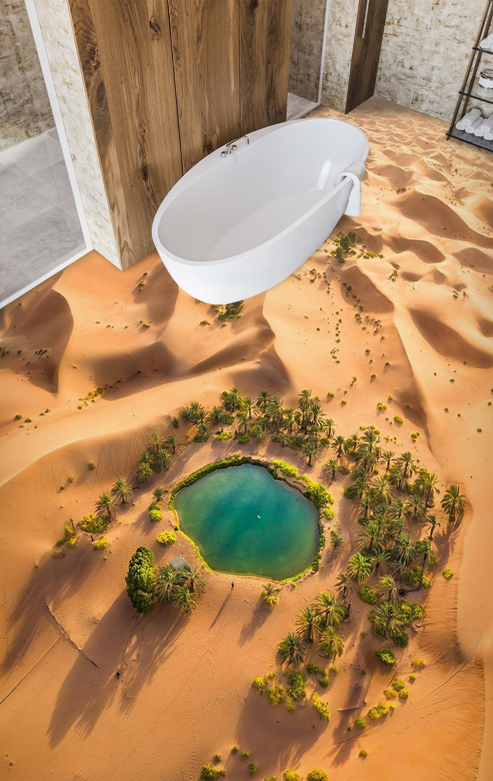 3D Green Lake In The Desert 903 Floor Mural Wallpaper Murals Rug & Mat Print Epoxy waterproof bath floor