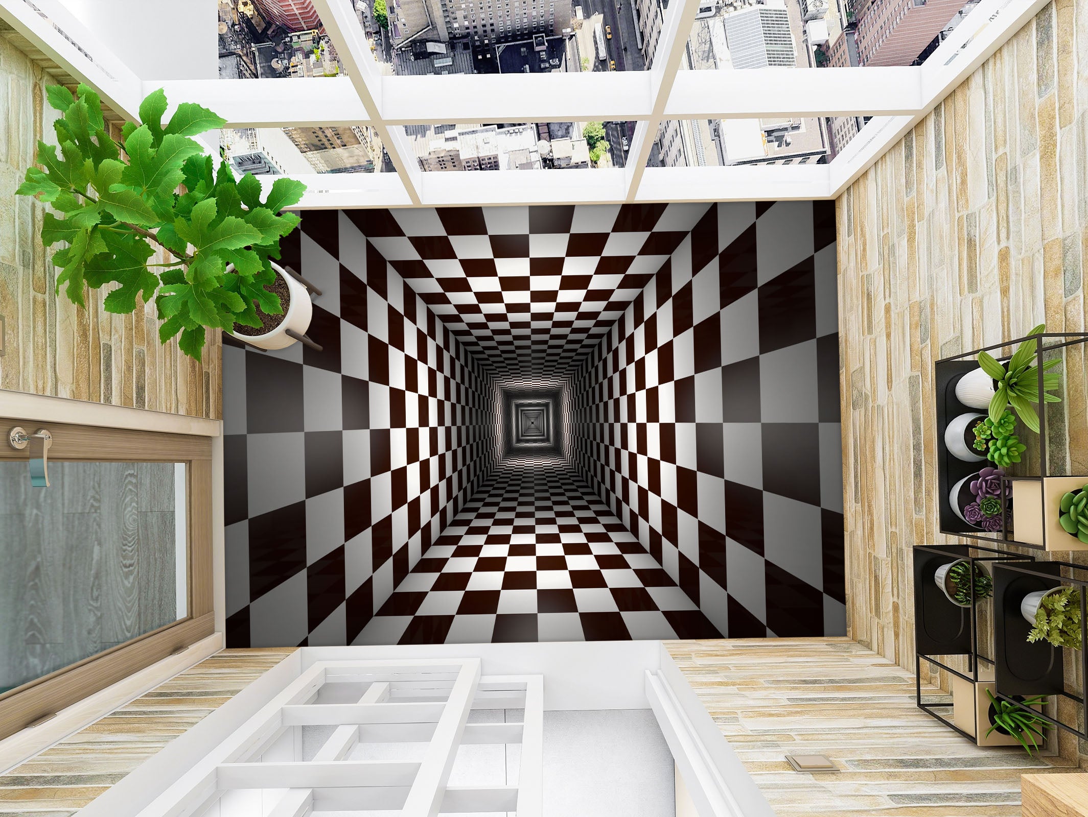 3D Black And White Squares 056 Floor Mural Wallpaper Murals Rug & Mat Print Epoxy waterproof bath floor