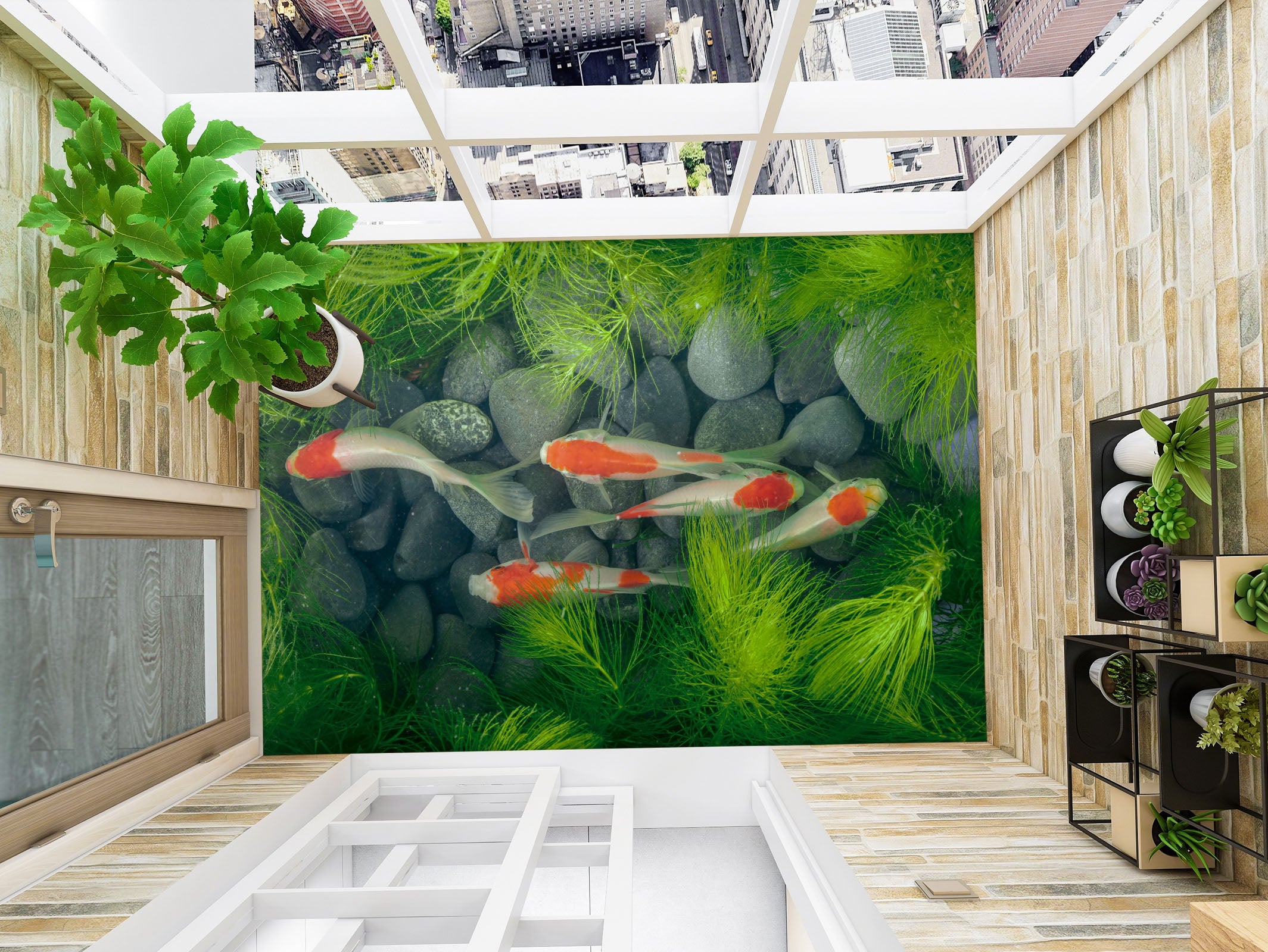 3D Five Cute Koi 159 Floor Mural Wallpaper Murals Rug & Mat Print Epoxy waterproof bath floor
